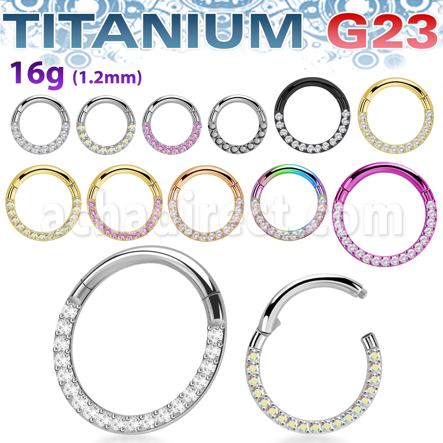 usgsh11 titanium g23 hinged segment ring 16g cz side