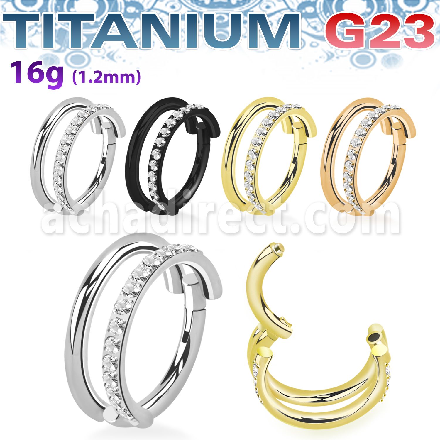 usgsh35 titanium hinged segment ring 16g double outward cnc
