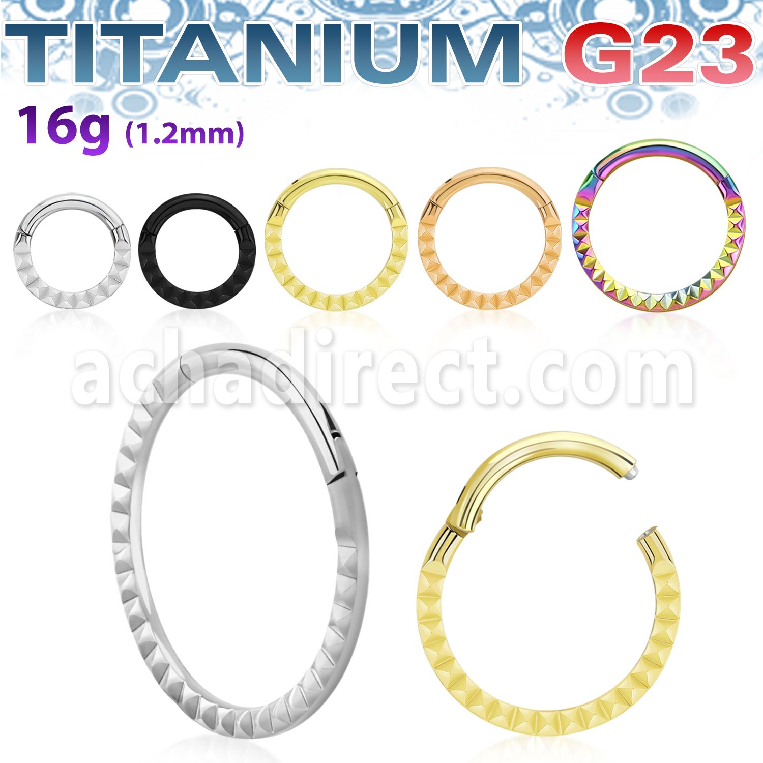 usgsh41 titanium hinged segment ring 16g pyramids side
