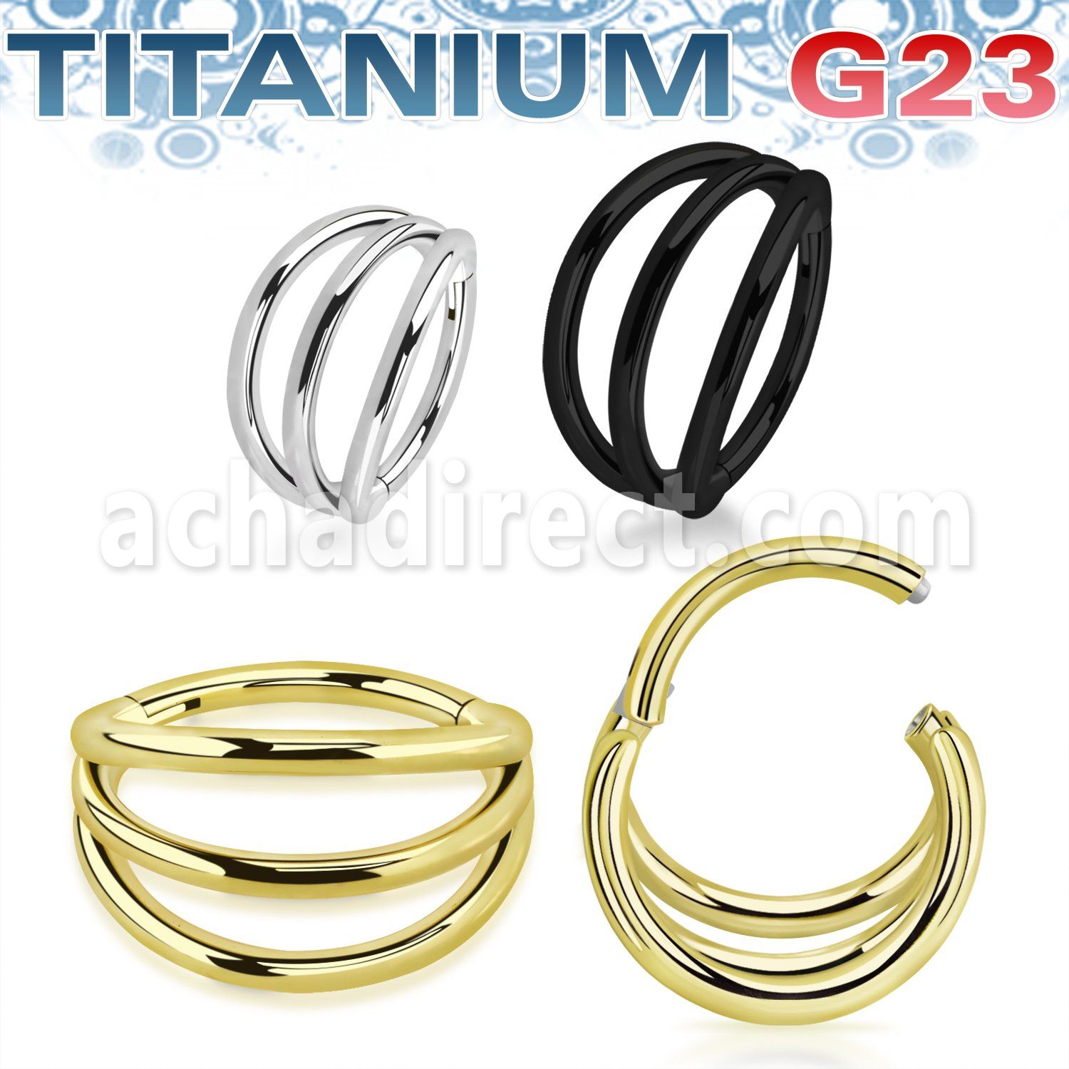 usgsh42 pvd titanium hinged segment ring 16g triple rings