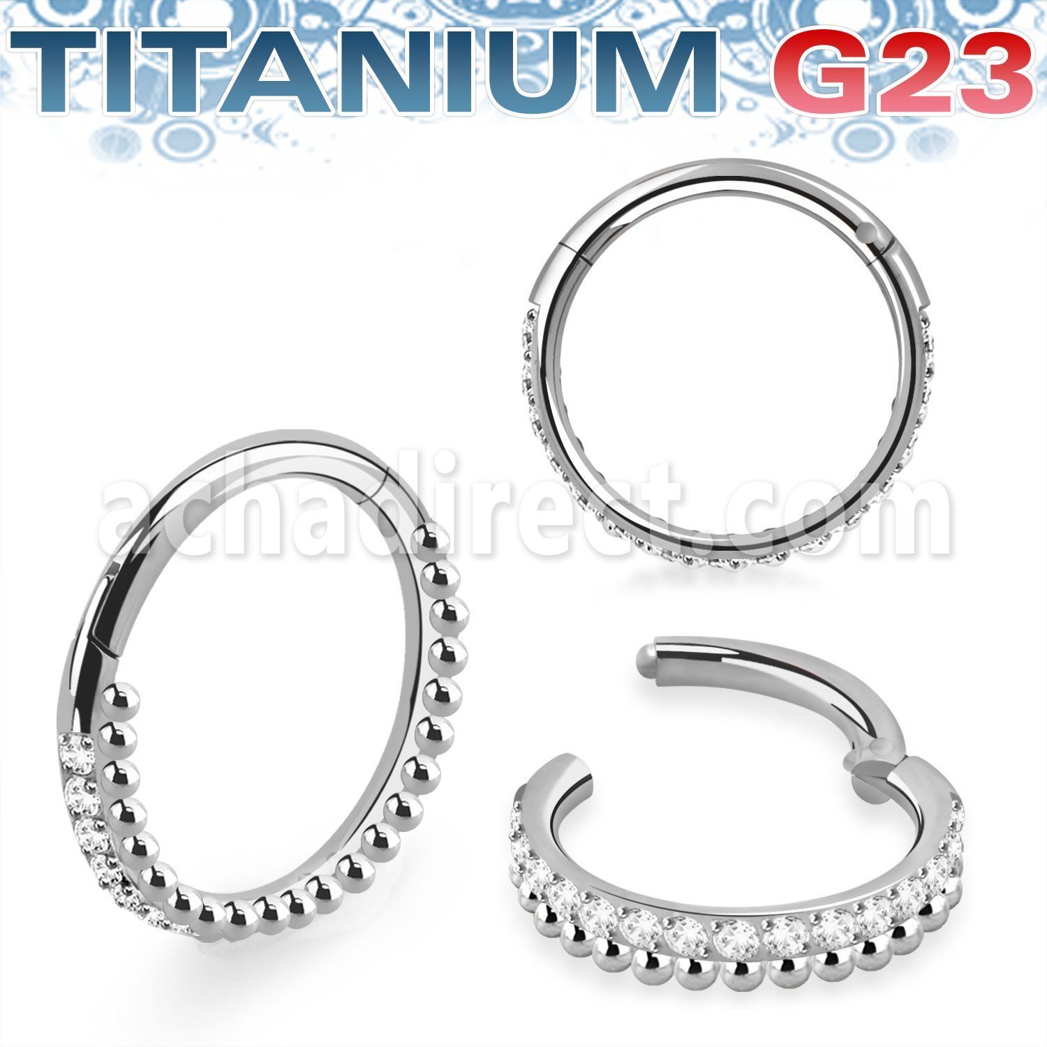 usgsh43 titanium g23 hinged segment ring cnc cz chain balls