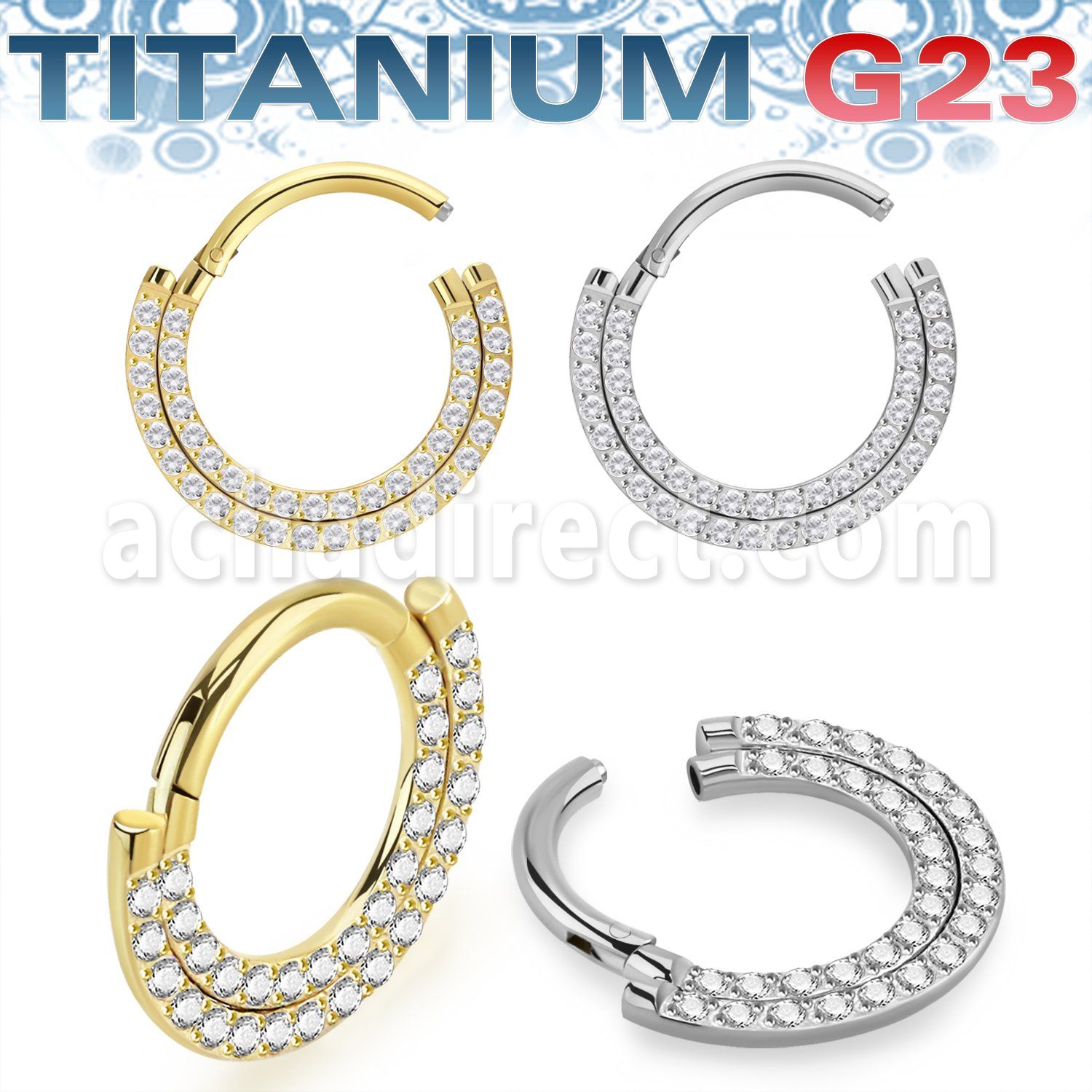 usgtsh26 pvd plated titanium segment ring cz at side