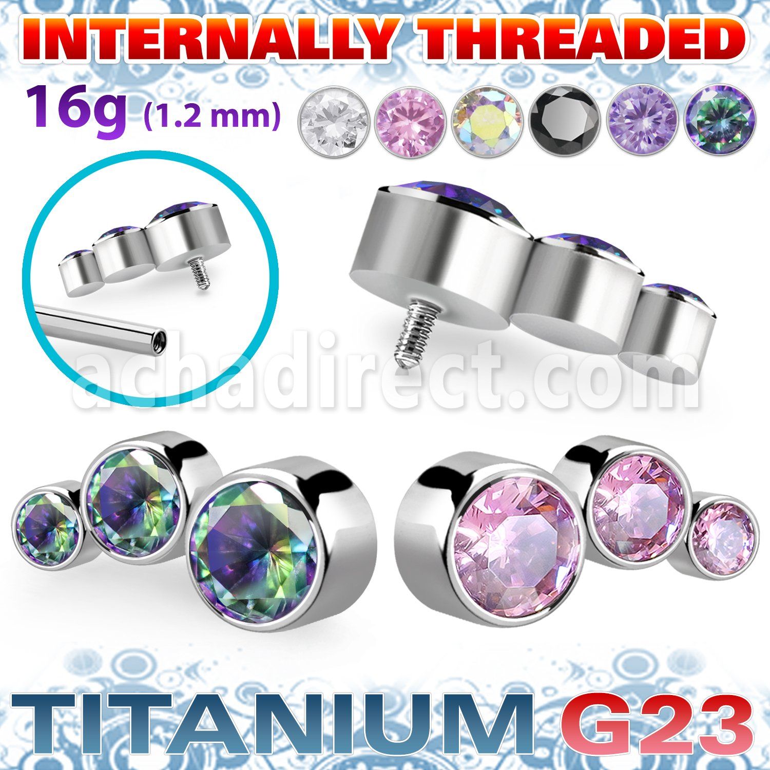 ushz20in titanium g23 descending curve top bezel cz