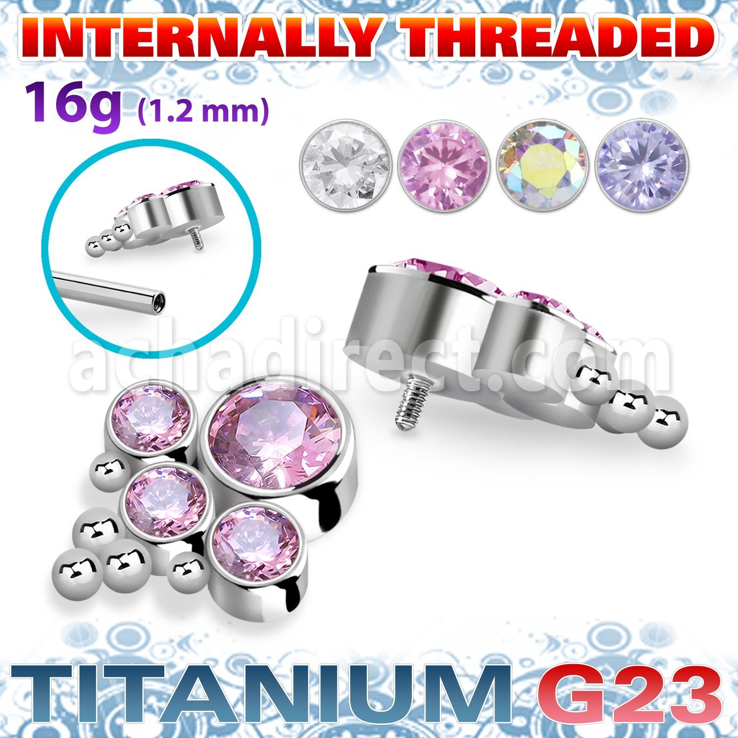 ushz9in titanium g23 bohemian design top color cz