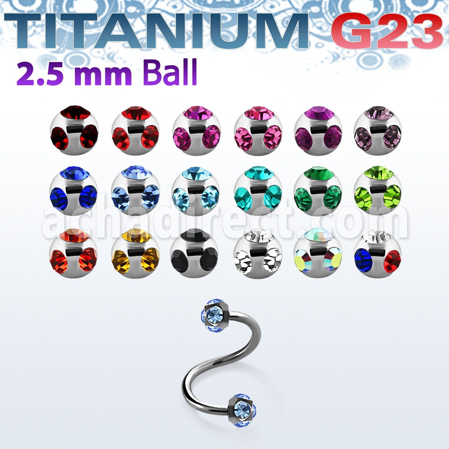 uspemj25 espiral titanio g23 bolas multi joya 2 5mm venta