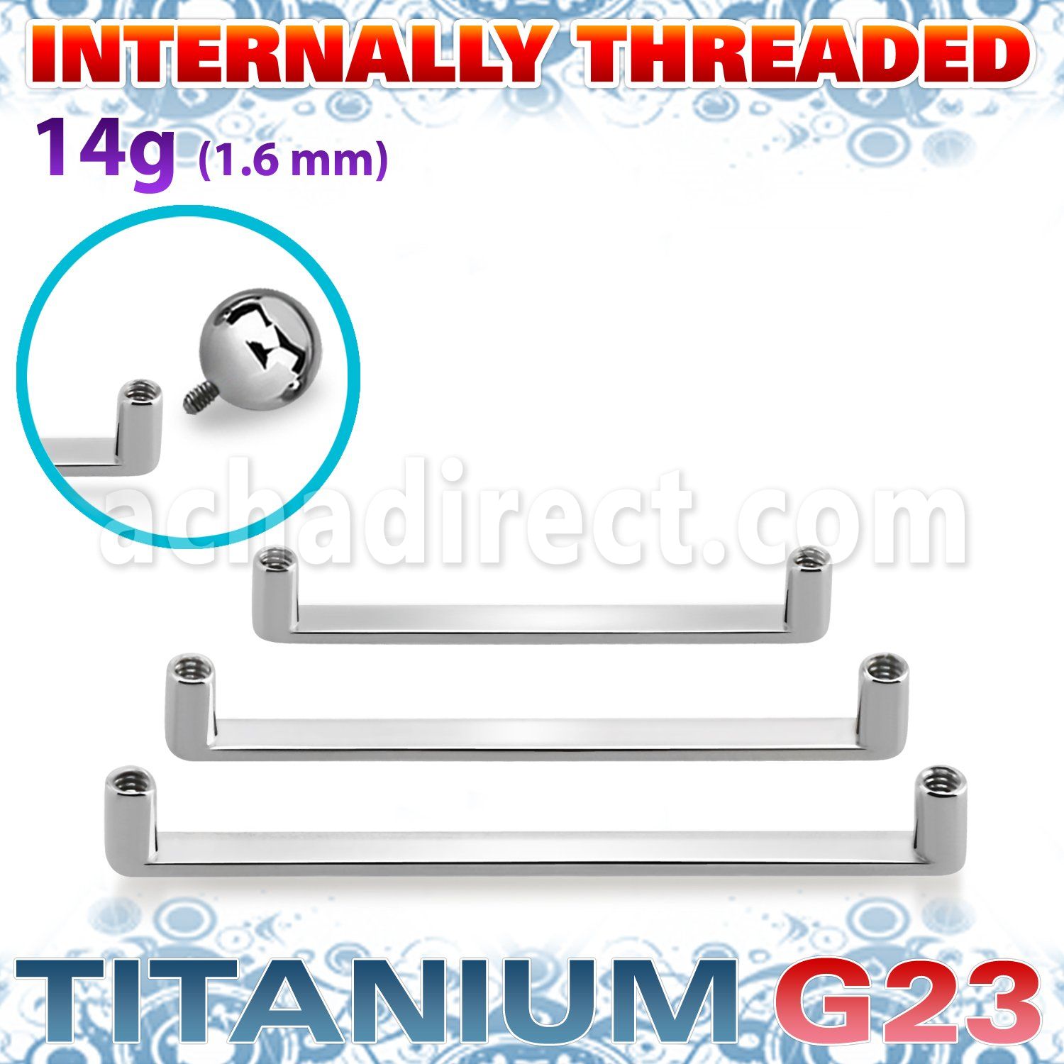 usud14i titanium flat surface barbell post internal