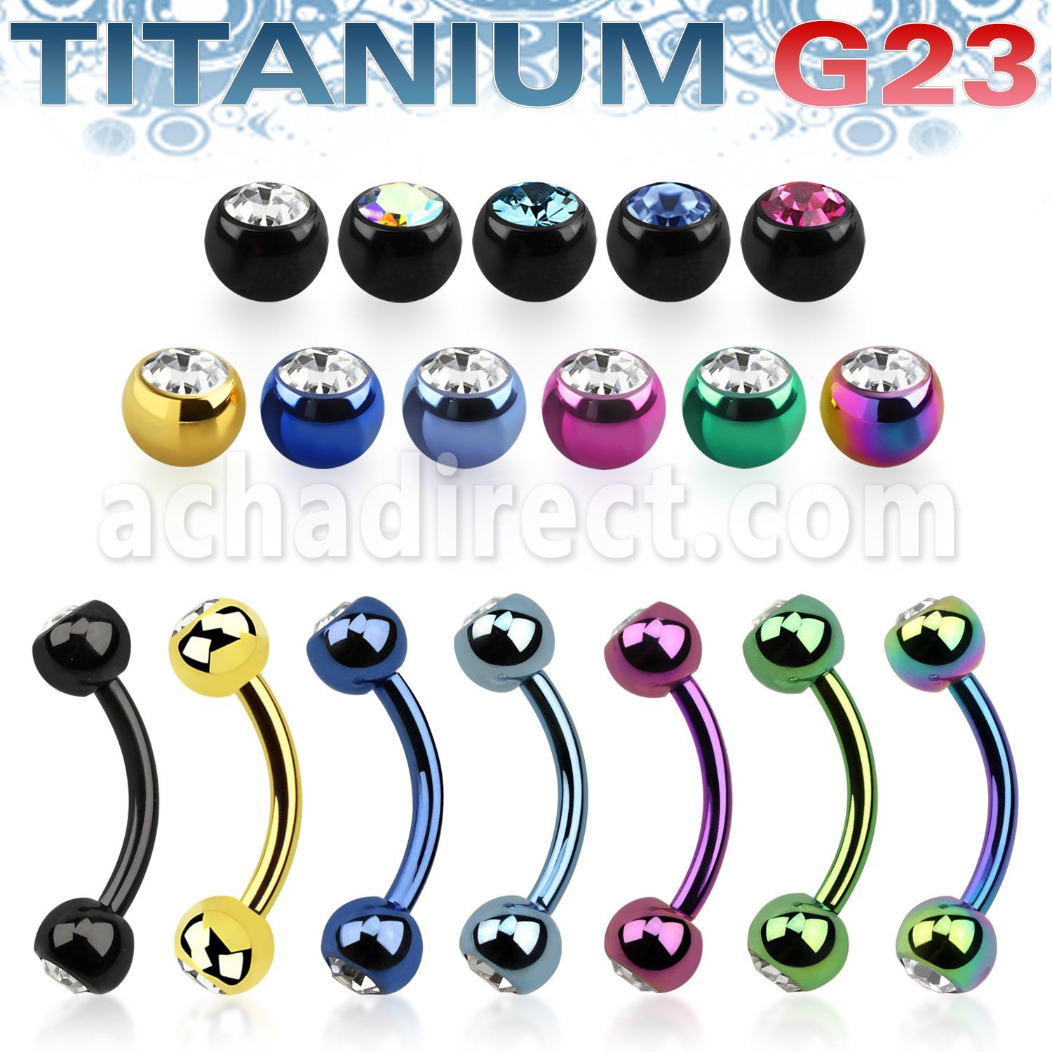 utbne2c4 banana ceja titanio g23 anodizado bolas joya bisel 4mm distribuidor