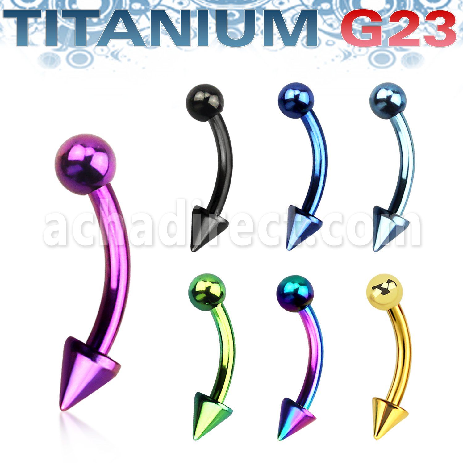 utbnebcn banana ceja titanio g23 anodizado bola 3mm cono 3mm inferior al por mayor