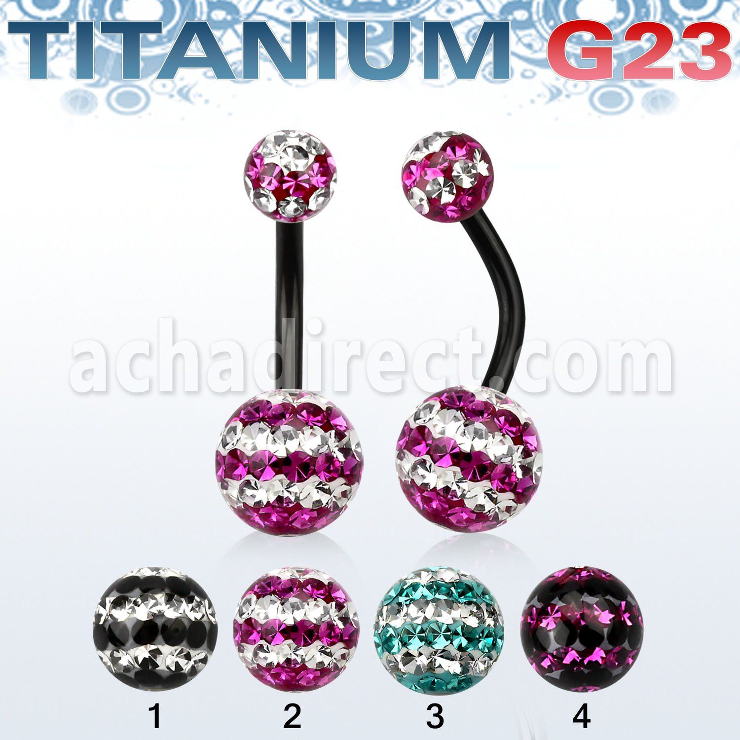 utbnfrgd piercing ombligo titanio g23 anodizado bolas 5 8mm multi cristal ferido triple linea distribuidor