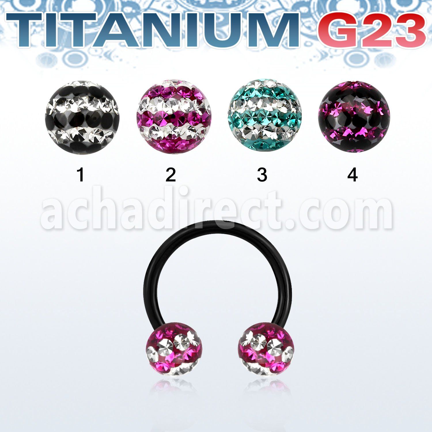 utcbfr6d barbell circular titanio g23 anodizado bolas multi cristal 6mm triple linea al por mayor