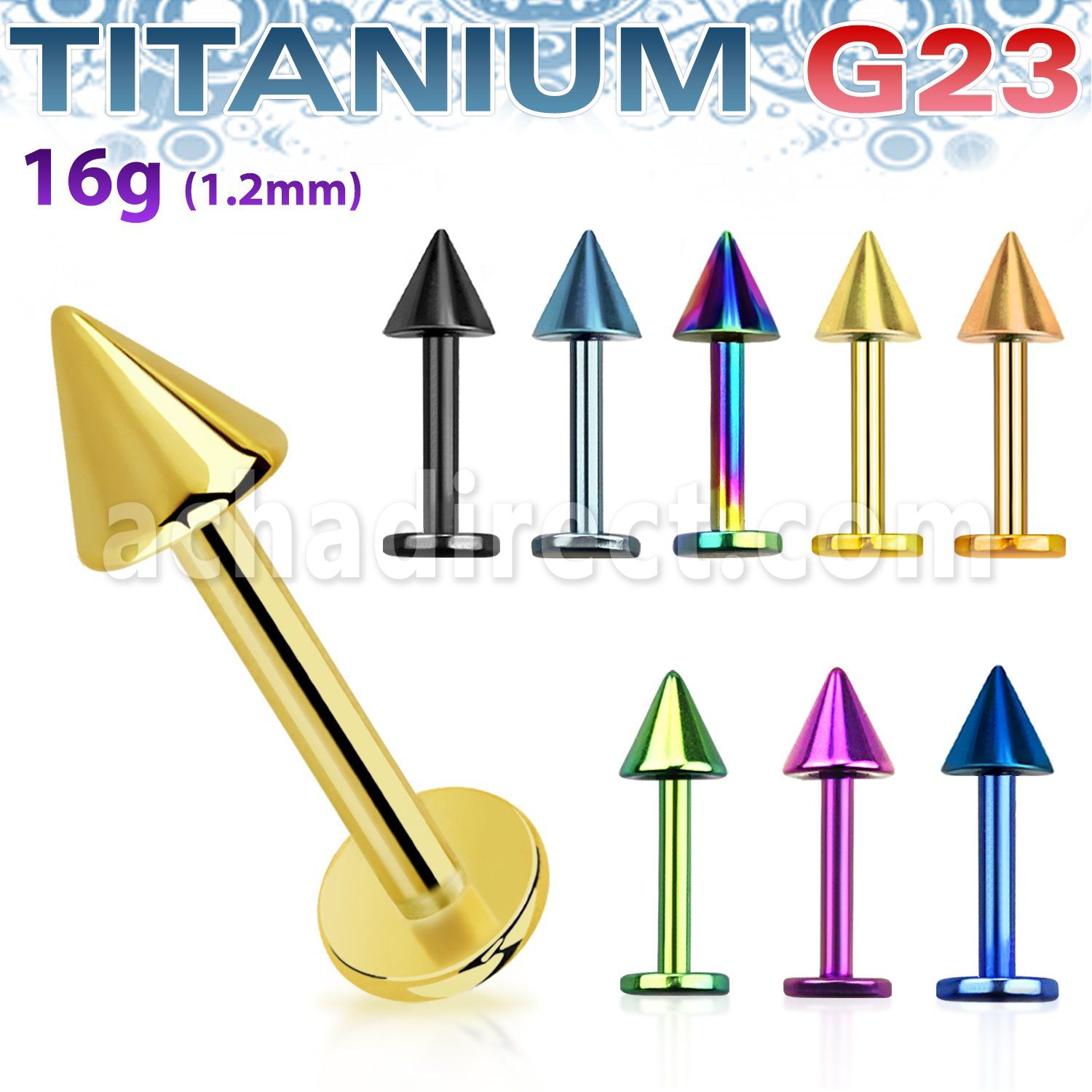 utlbcn4s labret titanio g23 anodizado cono 4mm distribuidor mayorista