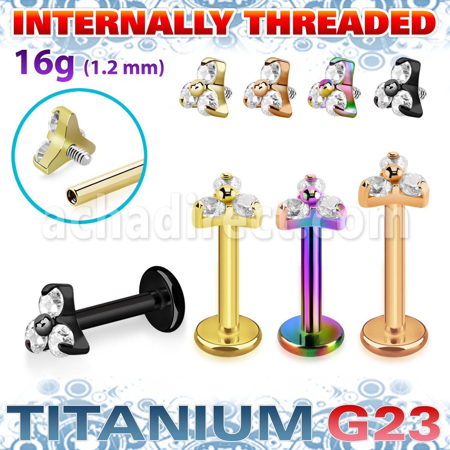 utlbin13s pvd plated titanium labret triangle internal