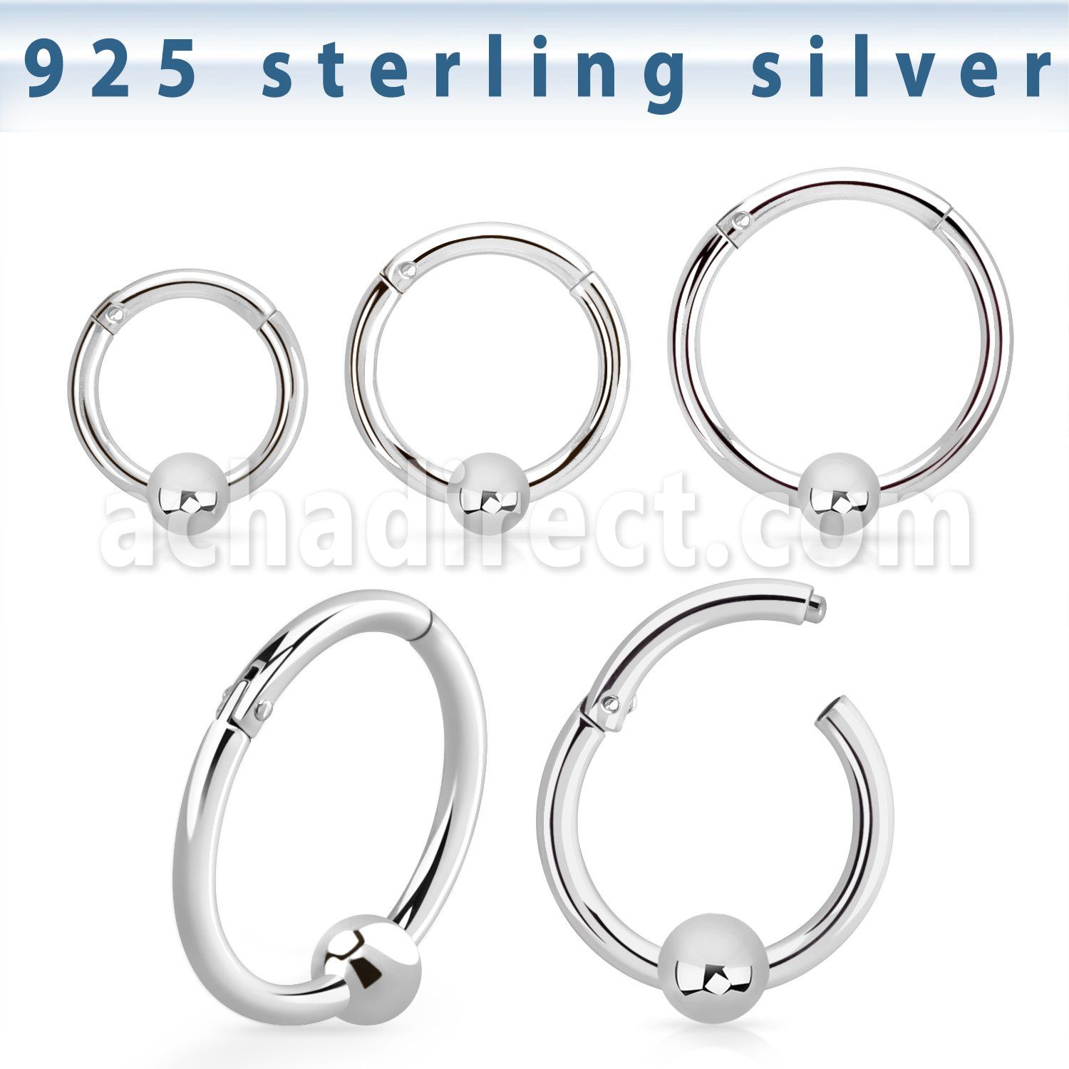 vsegh16b3 silver hinged segment ring 16g ball middle