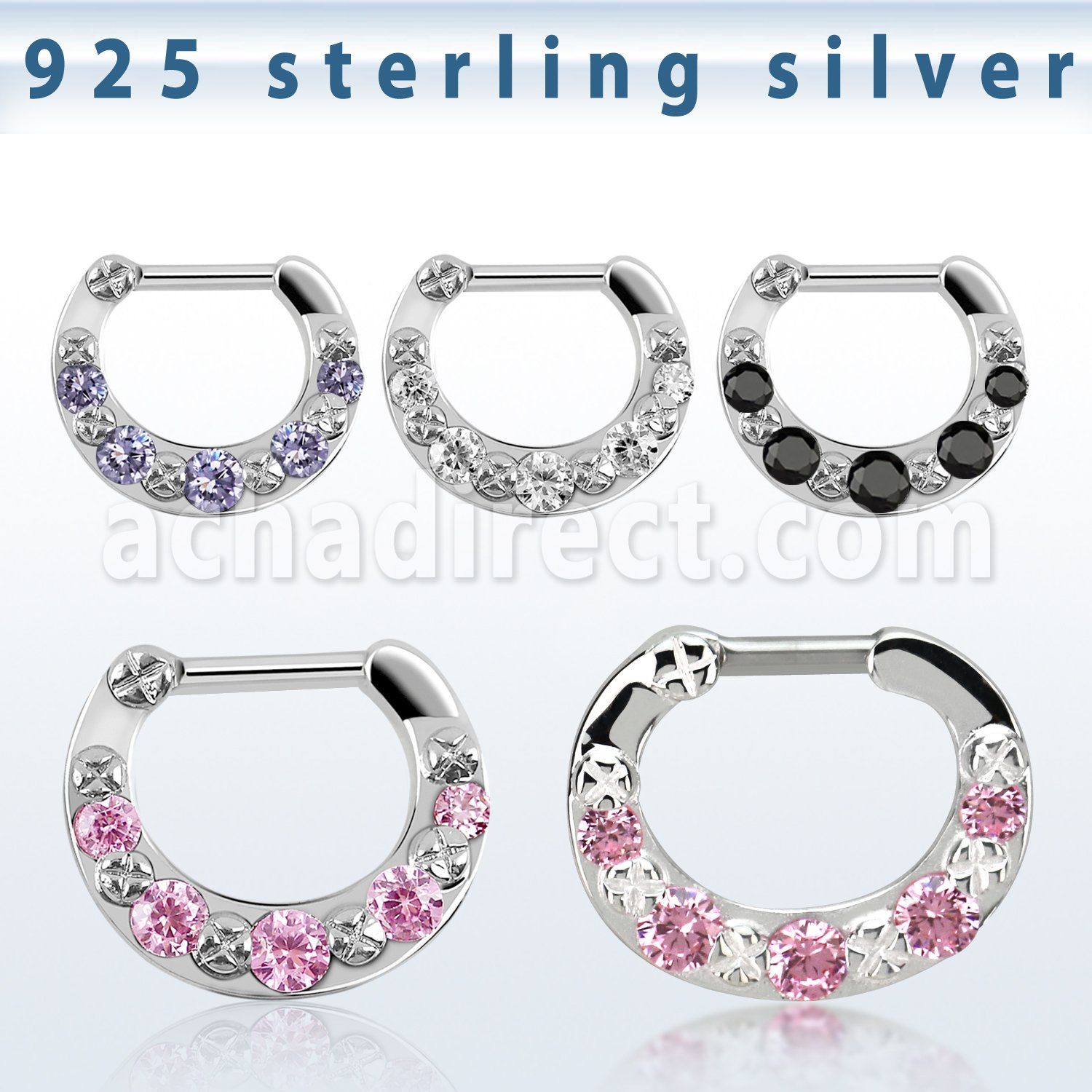 vsepg14 septum clip plata 925 barra cierre acero 316l 5 zirconia venta
