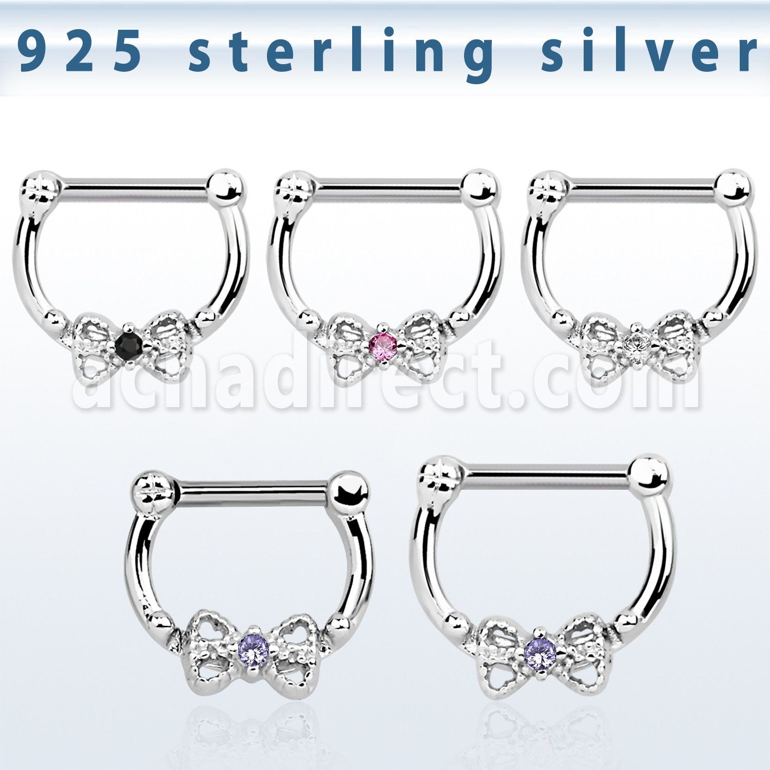 vsepk14 septum clip plata 925 colgante alto barra cierre acero 316l arco zirconia centro al por mayor