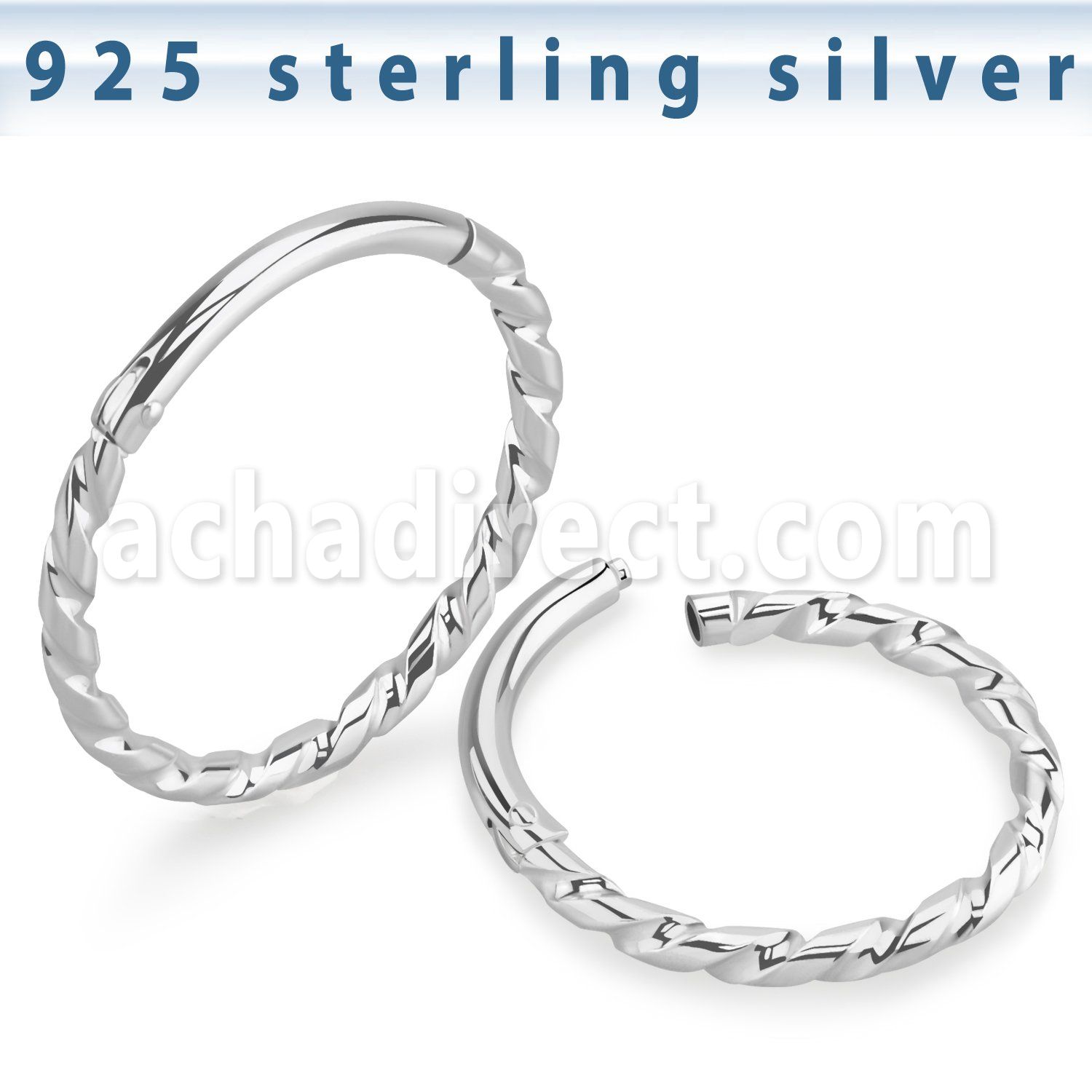 vsghb16 925 sterling silver hinged segment ring 16g twisted