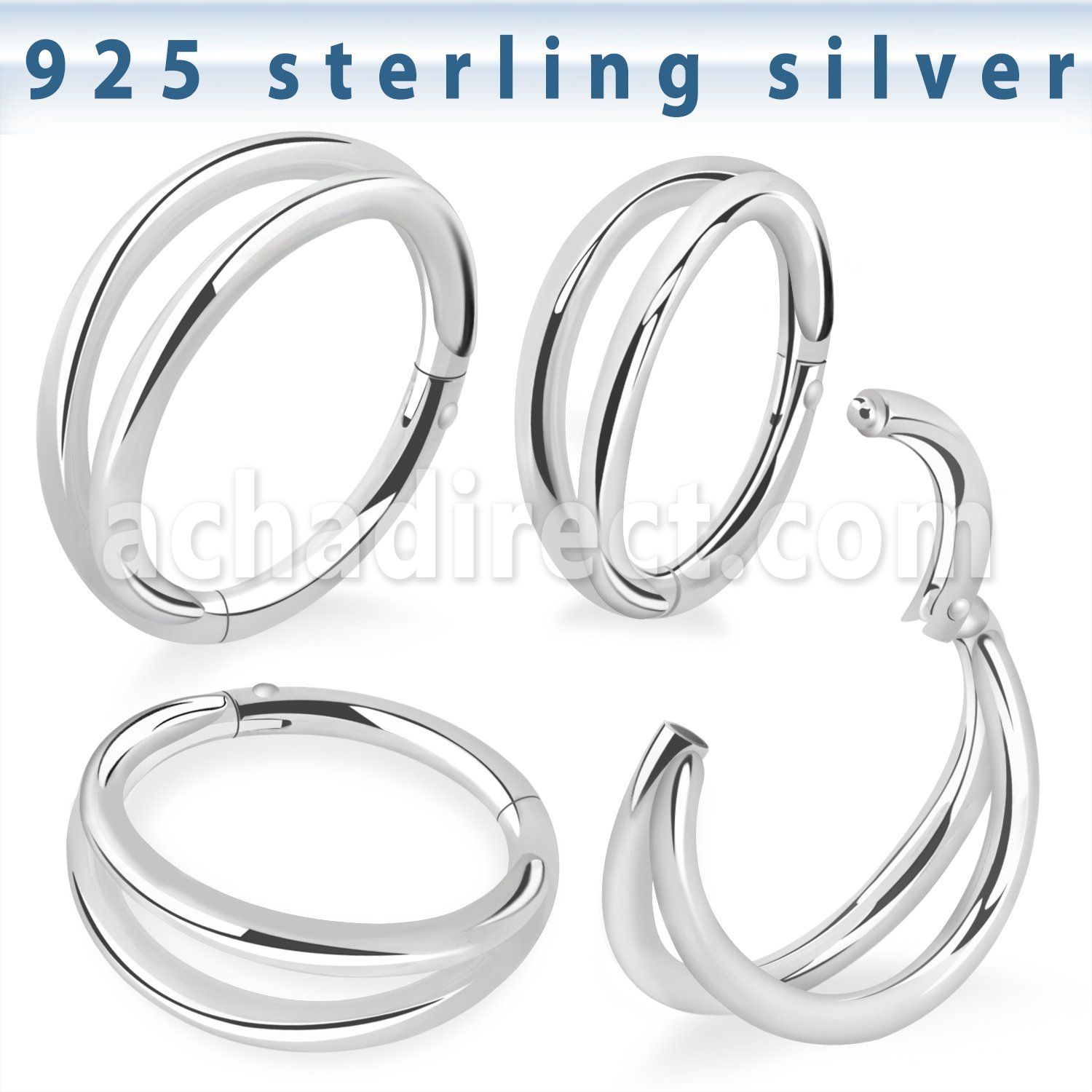 vsghe16 silver hinged segment ring 16g double plain
