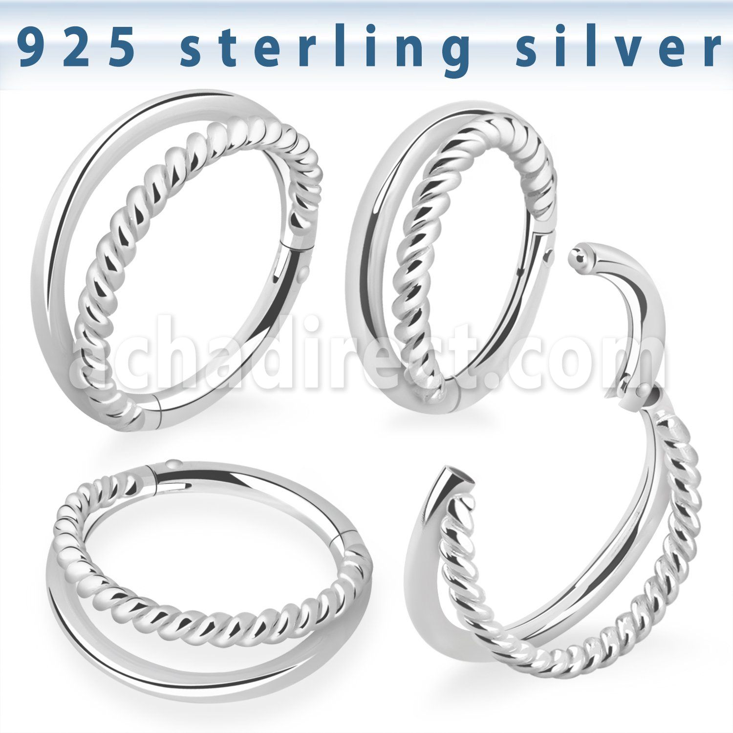 vsghf16 silver hinged segment ring 16g plain twisted wire