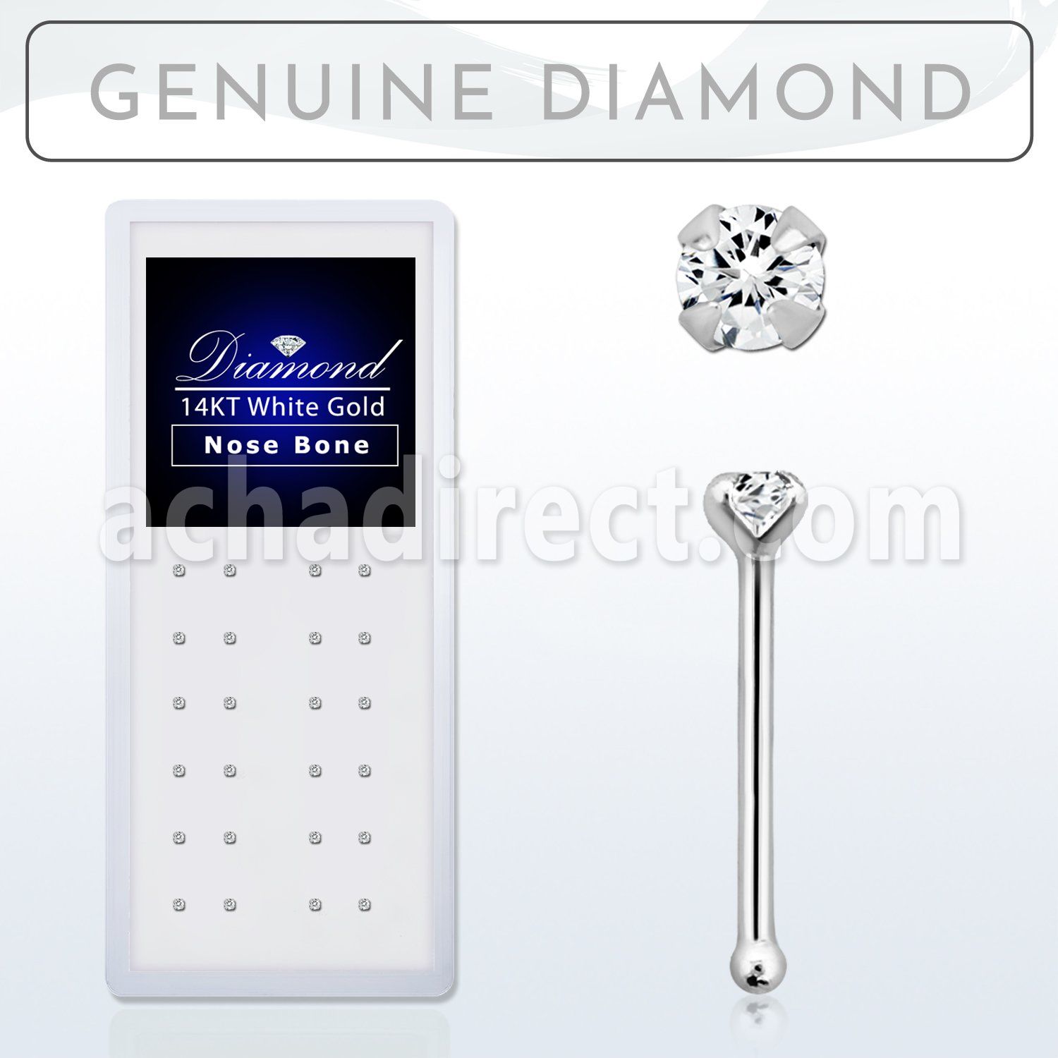 wgnpdb caja display 24 piercing nariz hueso oro blanco 14 kts 0 6mm diamantes 1 5mm distribuidor