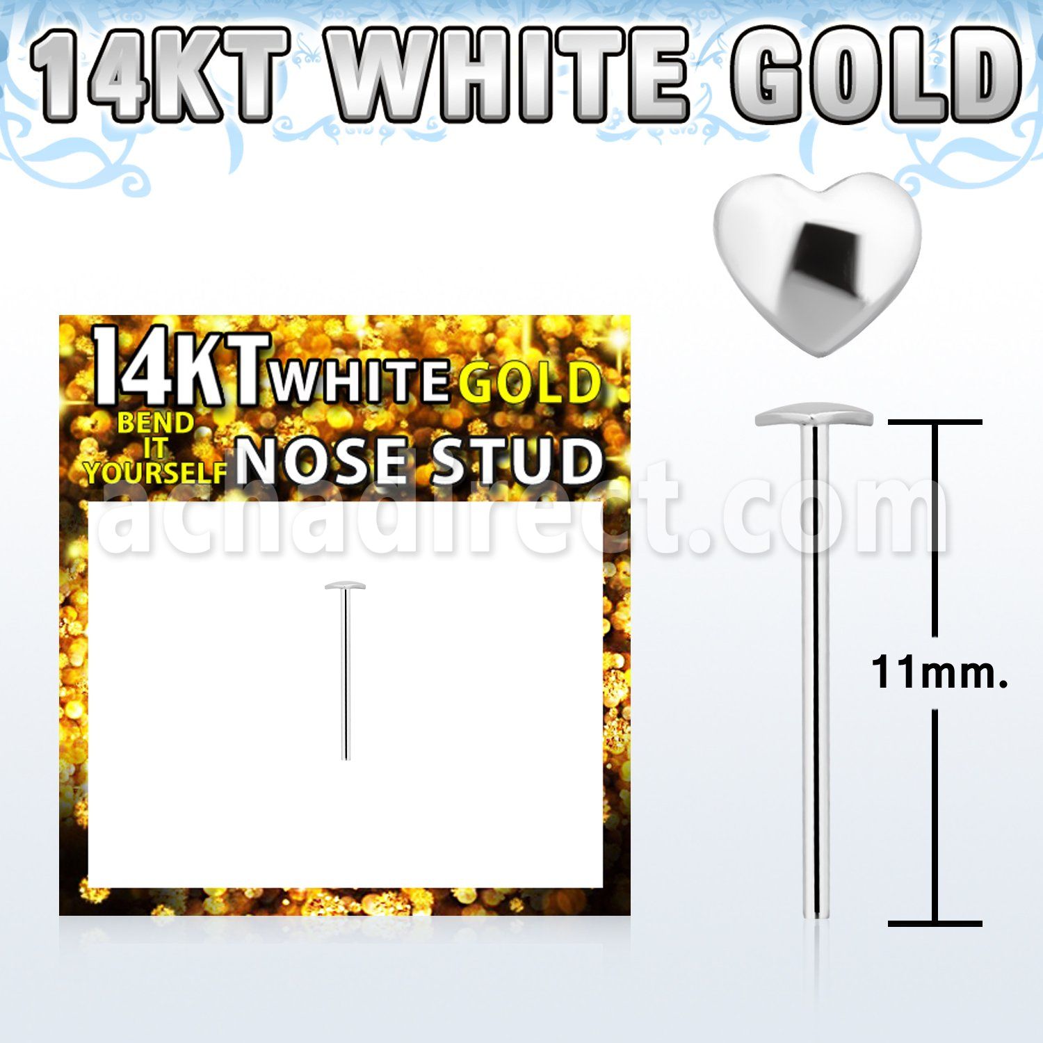 wysht1 piercing nariz doblar tu mismo oro blanco 14 kts 0 6mm corazon 2 5mm distribuidor