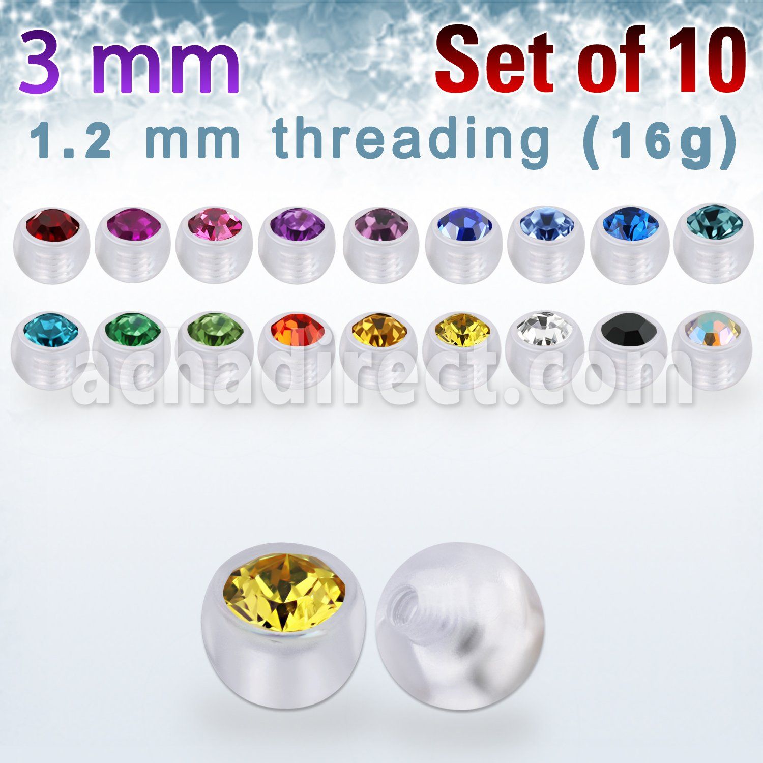 xajb3 pack 10 bolas bio flexibles 3mm cristal bisel rosca venta