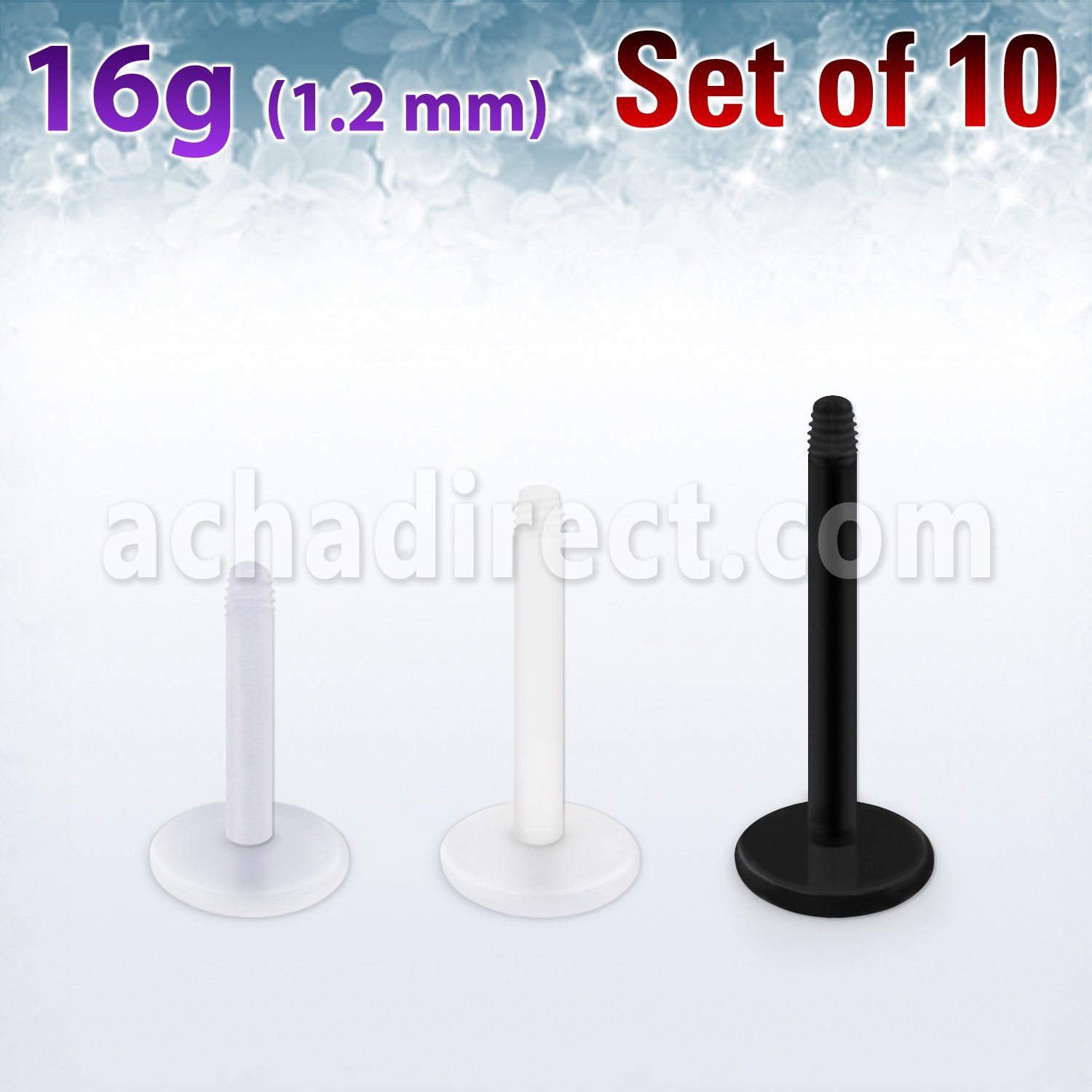 xalb16g pack 10 labrets acrilicos flexibles rosca externa mayorista