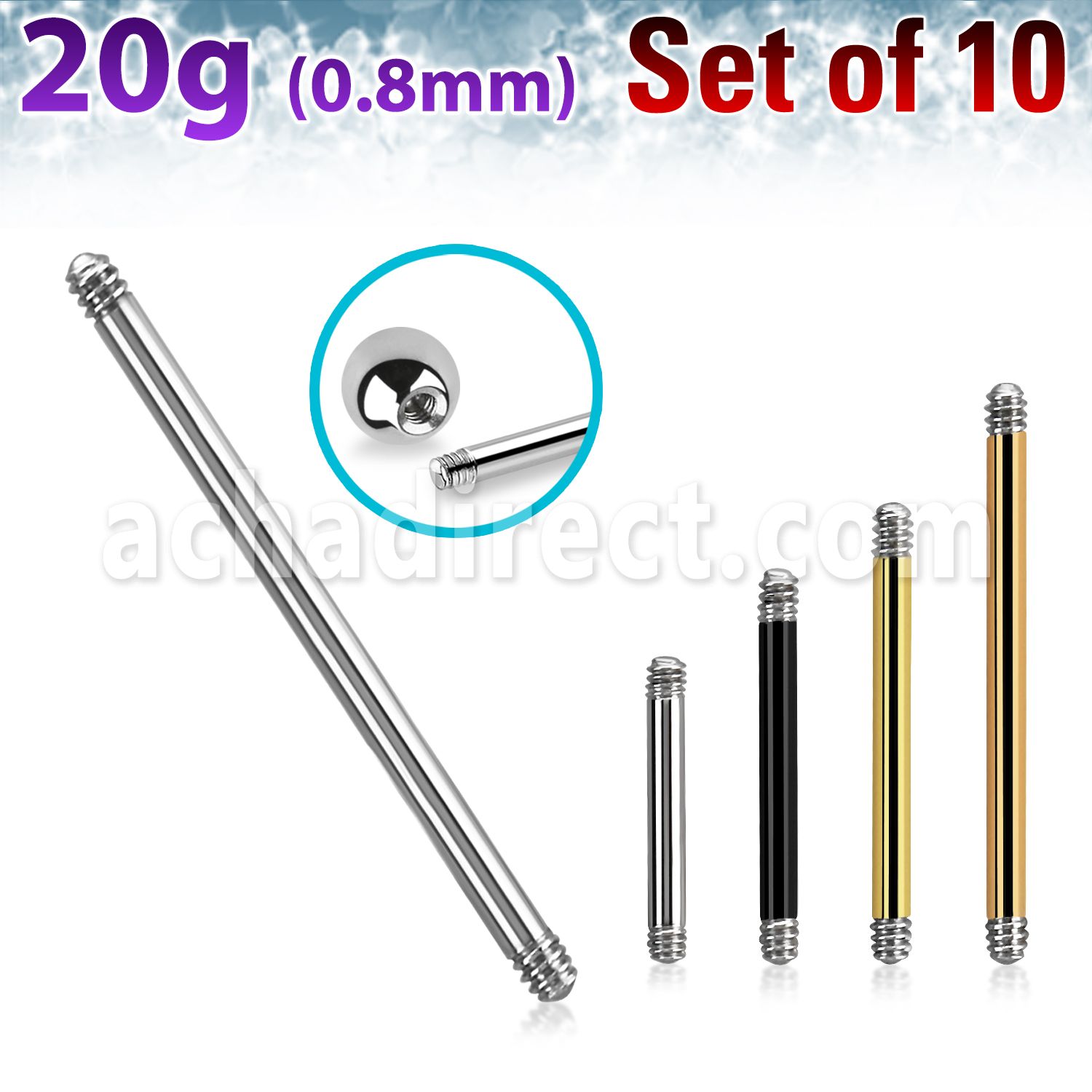 xbb20g set 10 barbell acero quirurgico rosca interna distribuidor mayorista