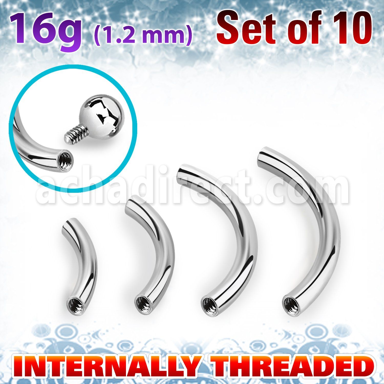 xbn16gin pack 10 barras banana ceja acero quirurgico rosca interna venta