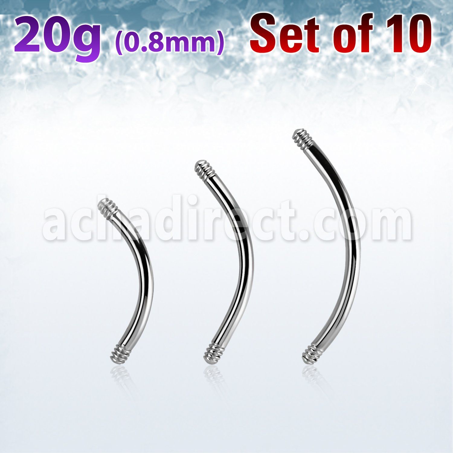 xbn20g set 10 banana ceja acero quirurgico brillo espejo rosca interna distribuidor