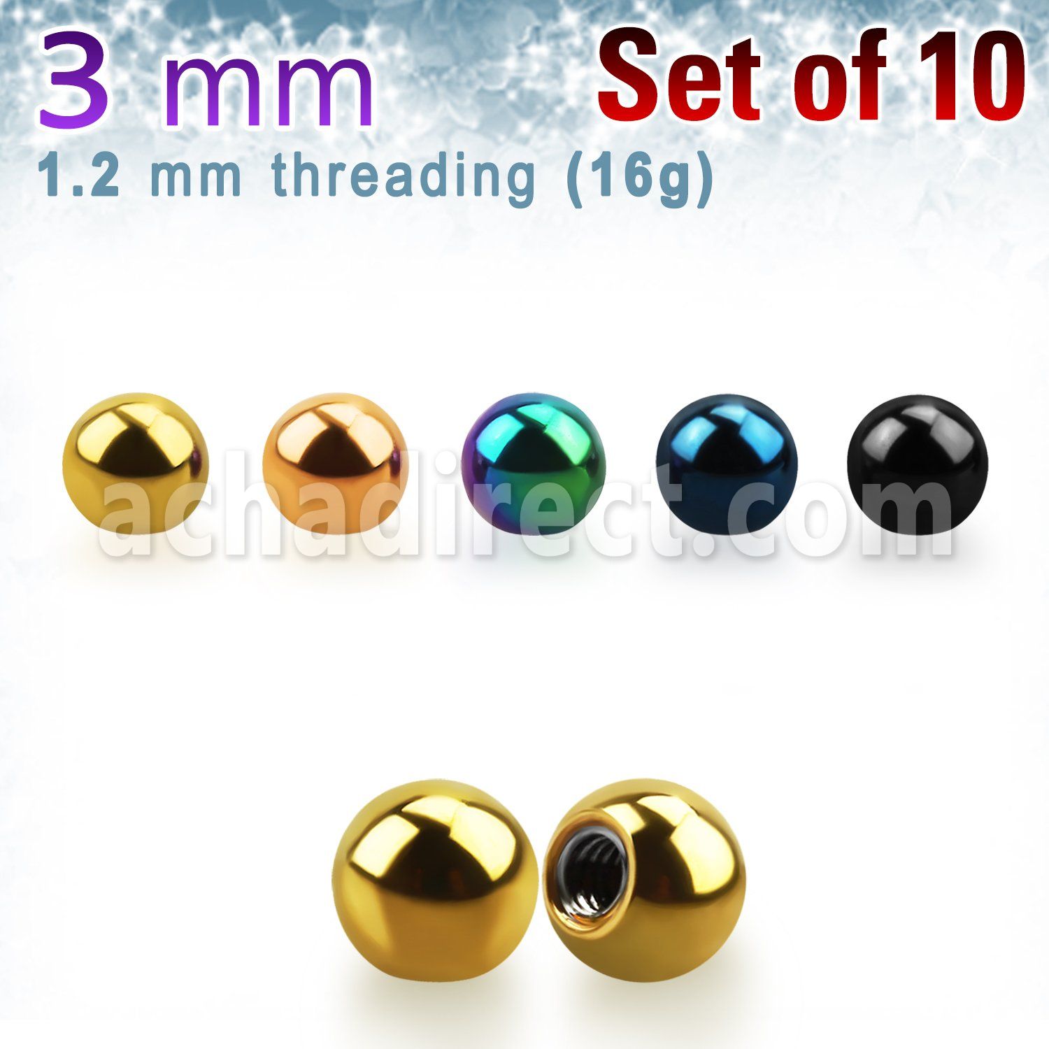 xbt3s pack 10 bolas acero quirurgico anodizado 3mm rosca venta