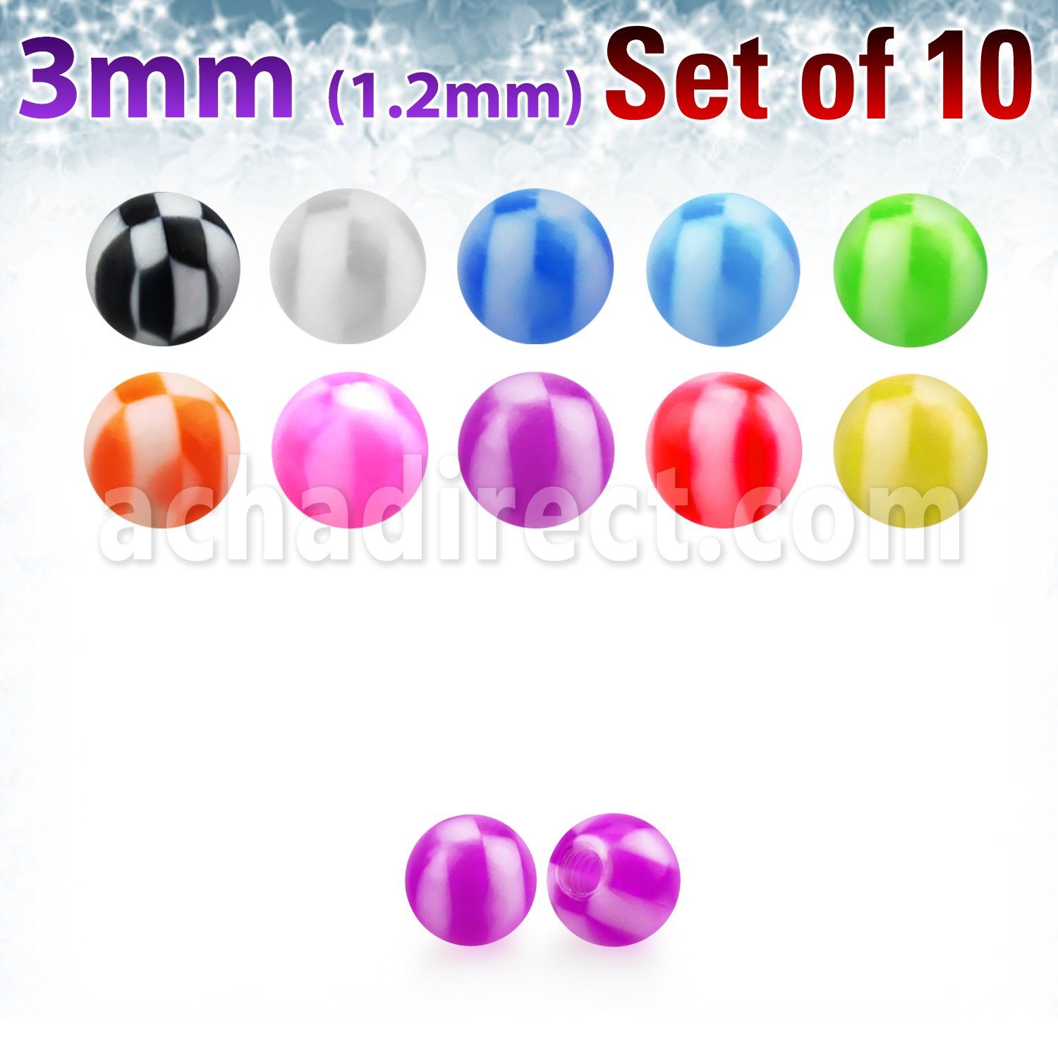 xckbal3 pack 10 bolas acrilicas cuadros 3mm rosca al por mayor