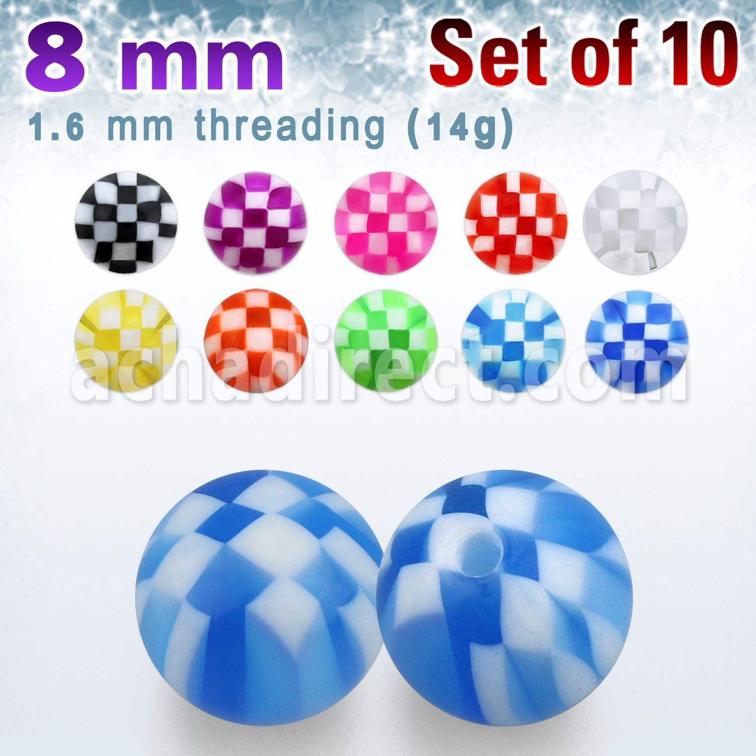 xckbal8 pack 10 bolas acrilicas cuadros 8mm rosca al por mayor