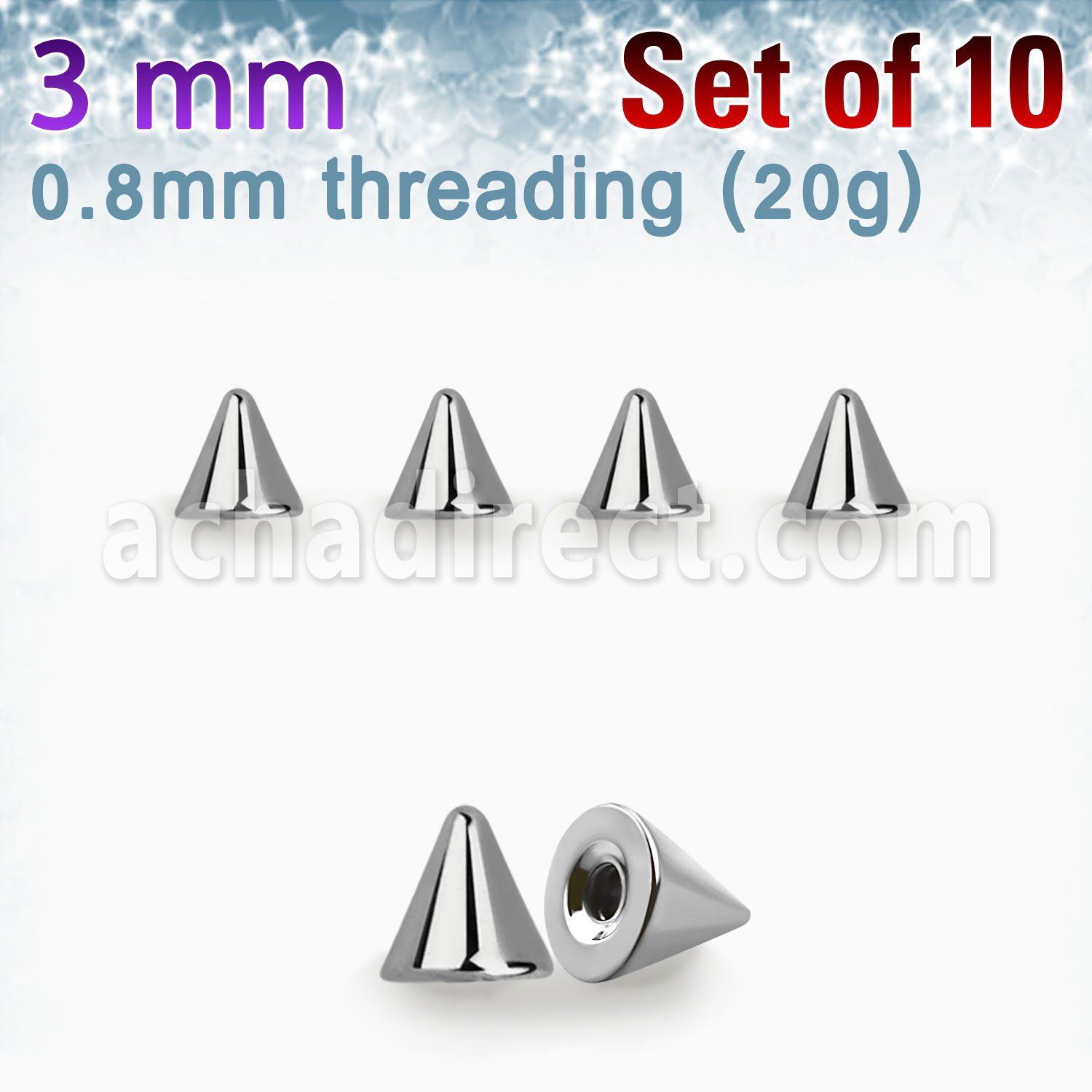 xcn3xs pack 10 bolas acero quirurgico 3mm rosca al por mayor