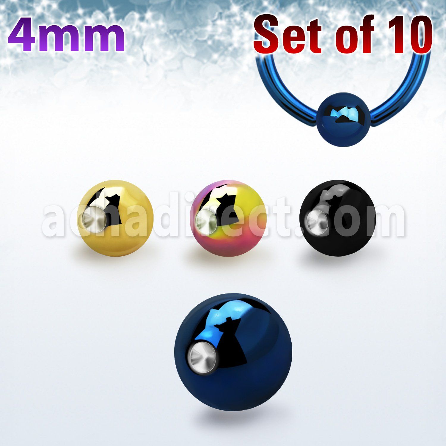 xdpbt4 pack 10 bolas hendiduras acero 316l anodizado 4mm anillos cierre bola puede utilizarse lados venta