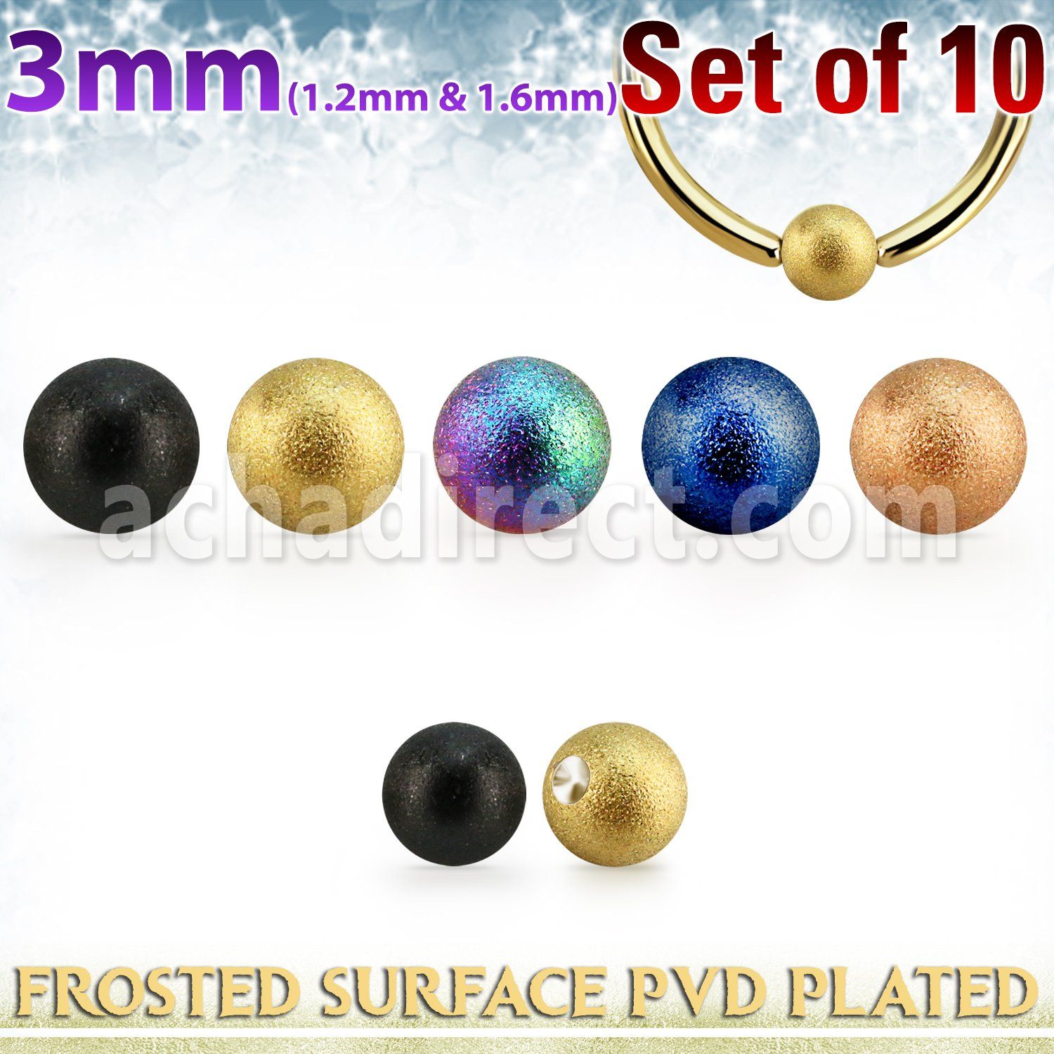 xdpfobt3 set unidades bolas acero anodizado superficie efecto esmerilado aros bola presion