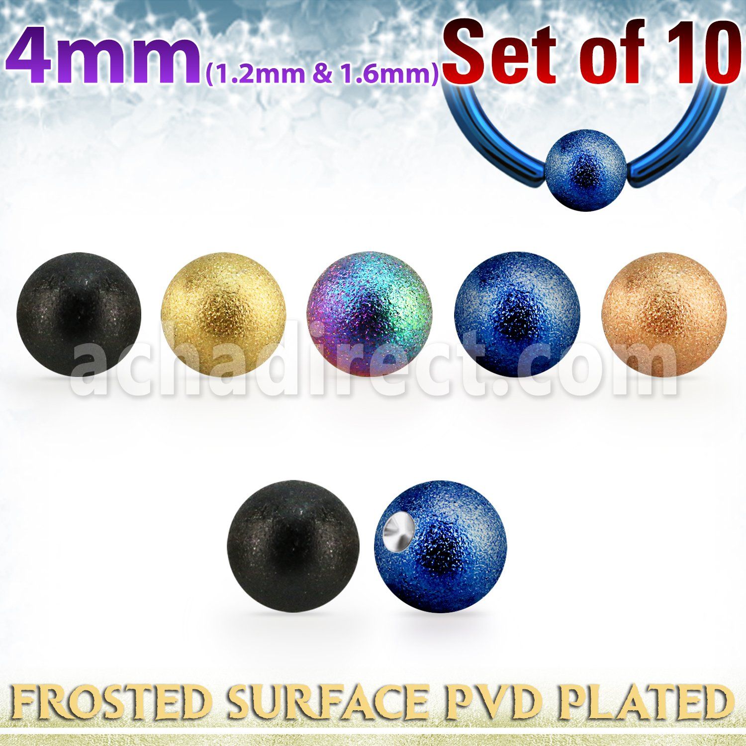 xdpfobt4 set unidades bolas acero anodizado superficie efecto esmerilado aros bola presion