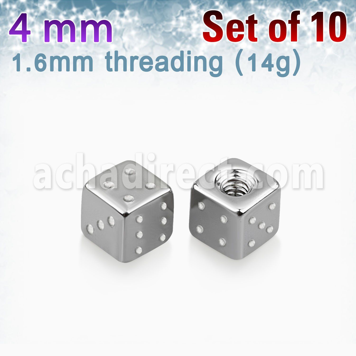 xsdi4 pack 10 dados acero quirurgico brillo espejo 4mm rosca venta