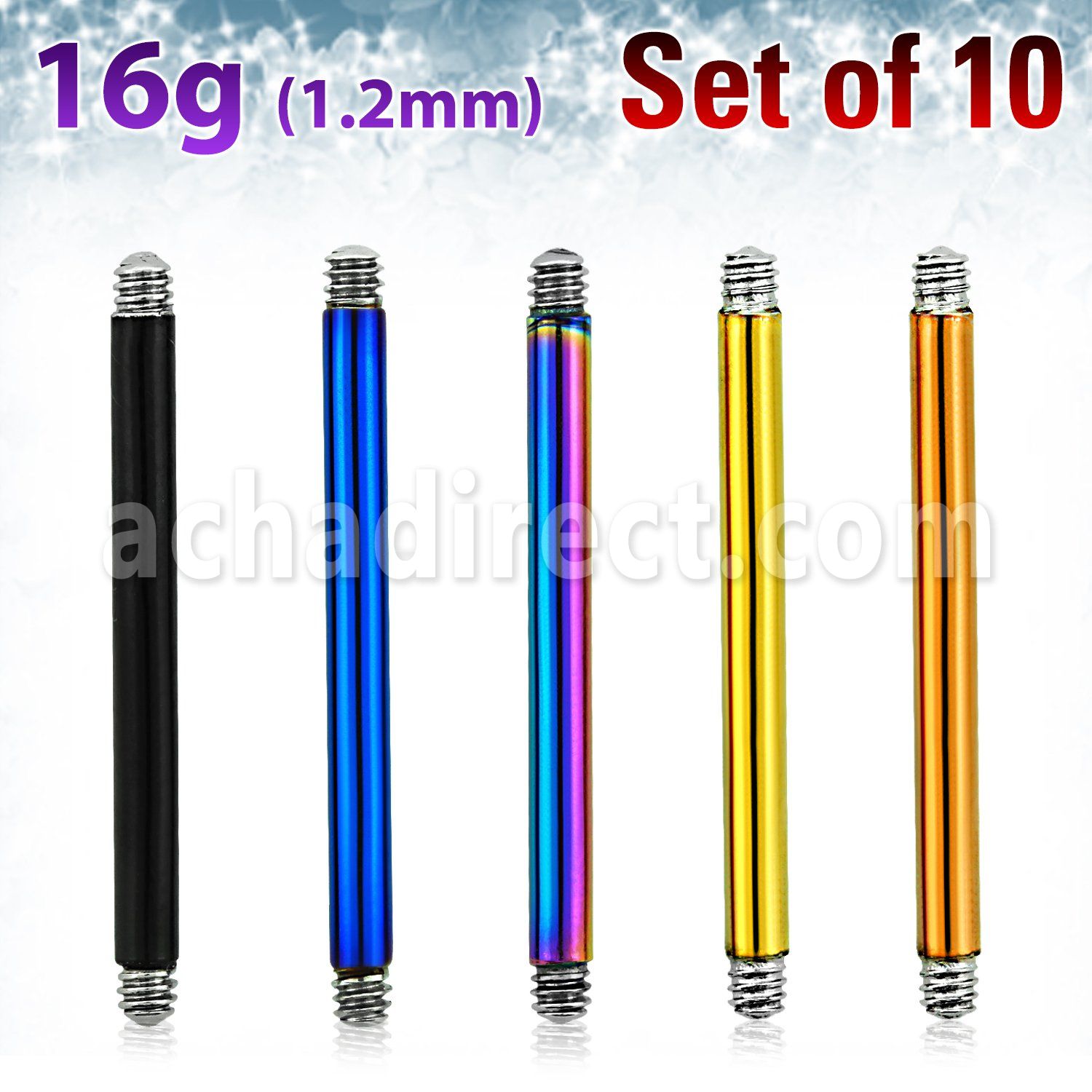 xtbb16g pack 10 barra barbell acero 316l anodizado rosca distribuidor mayorista