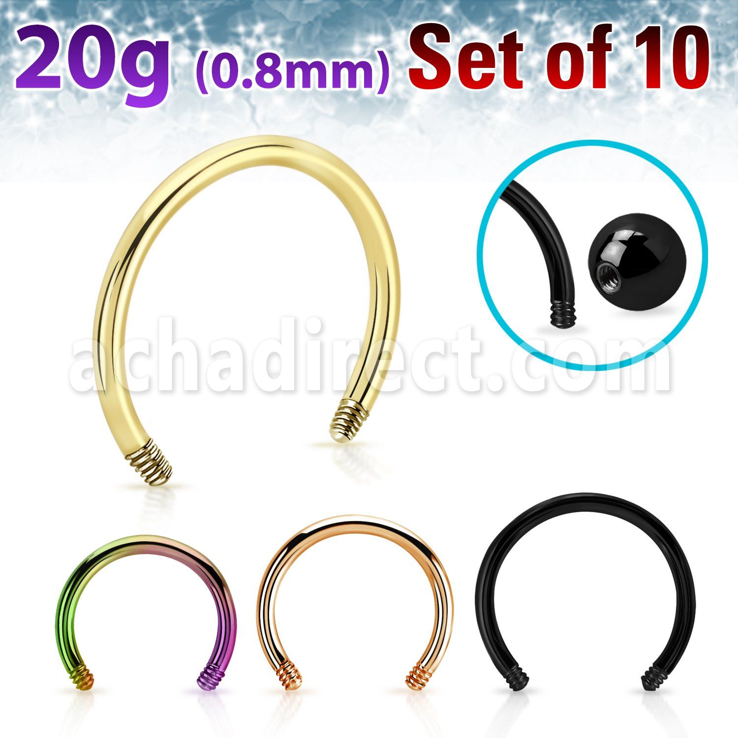 xtcb20g anodized 316l steel circular barbell posts 20g 10pcs