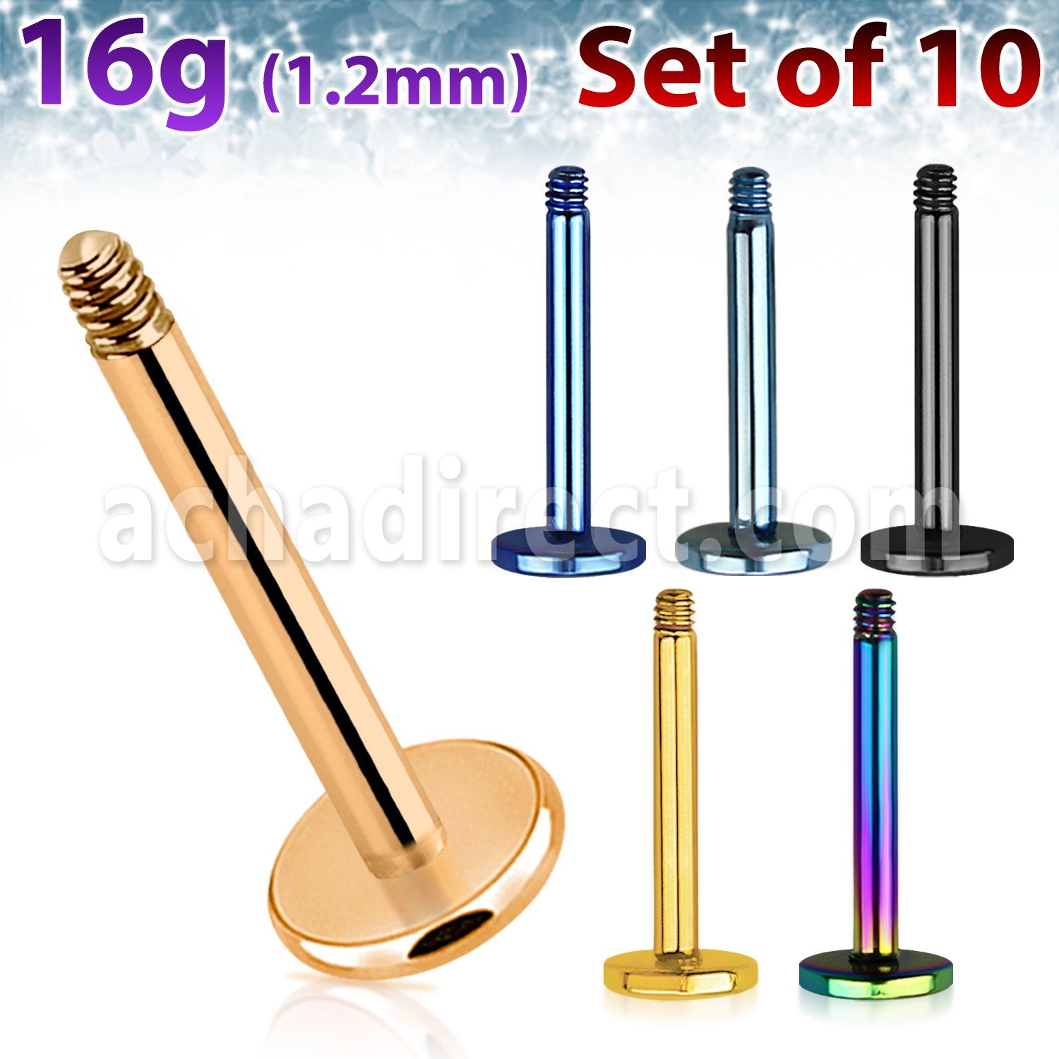 xtlb16g pack 10 barras labrets acero 316l anodizado rosca mayorista