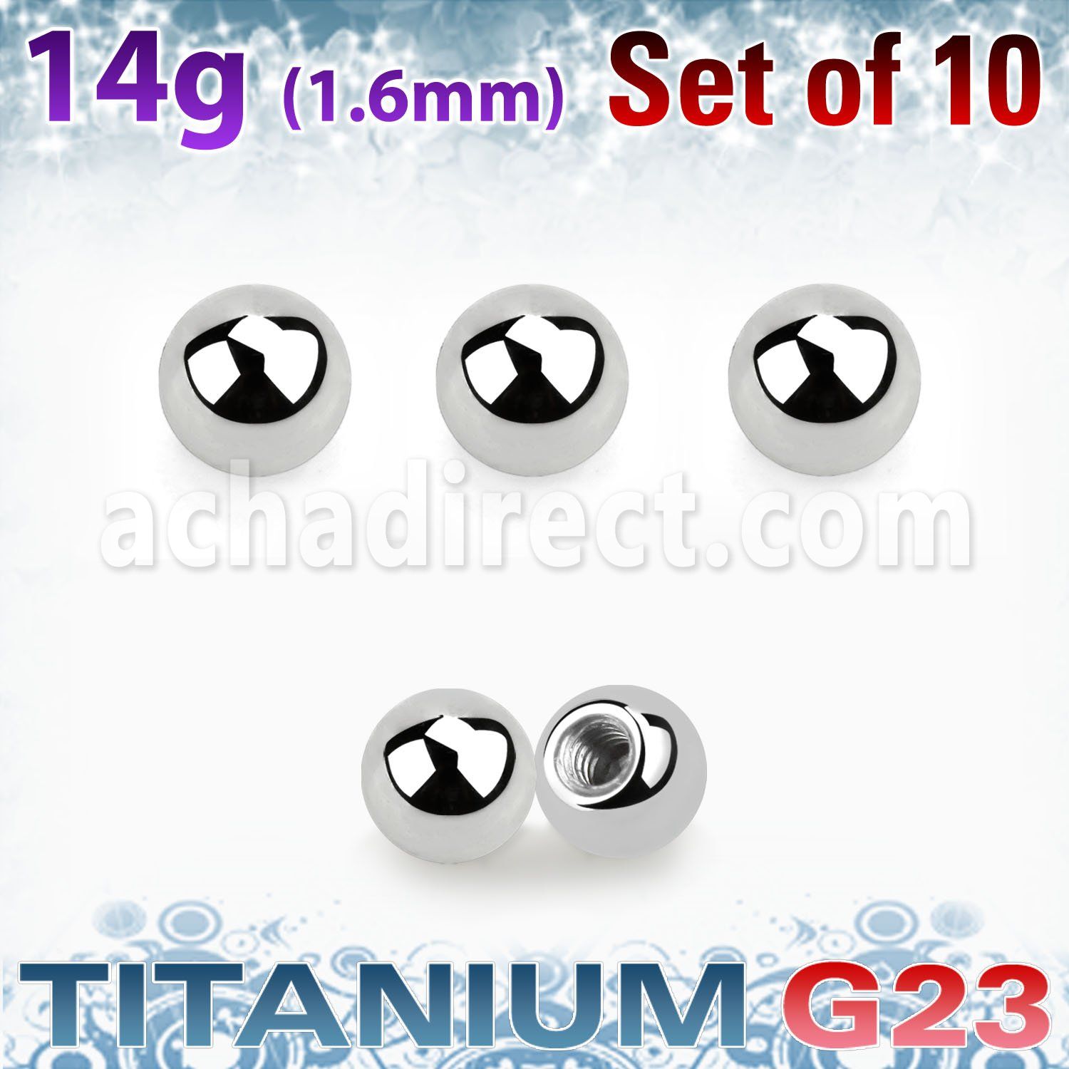xubal3g pack 10 bolas titanio g23 brillo espejo 3mm rosca distribuidor