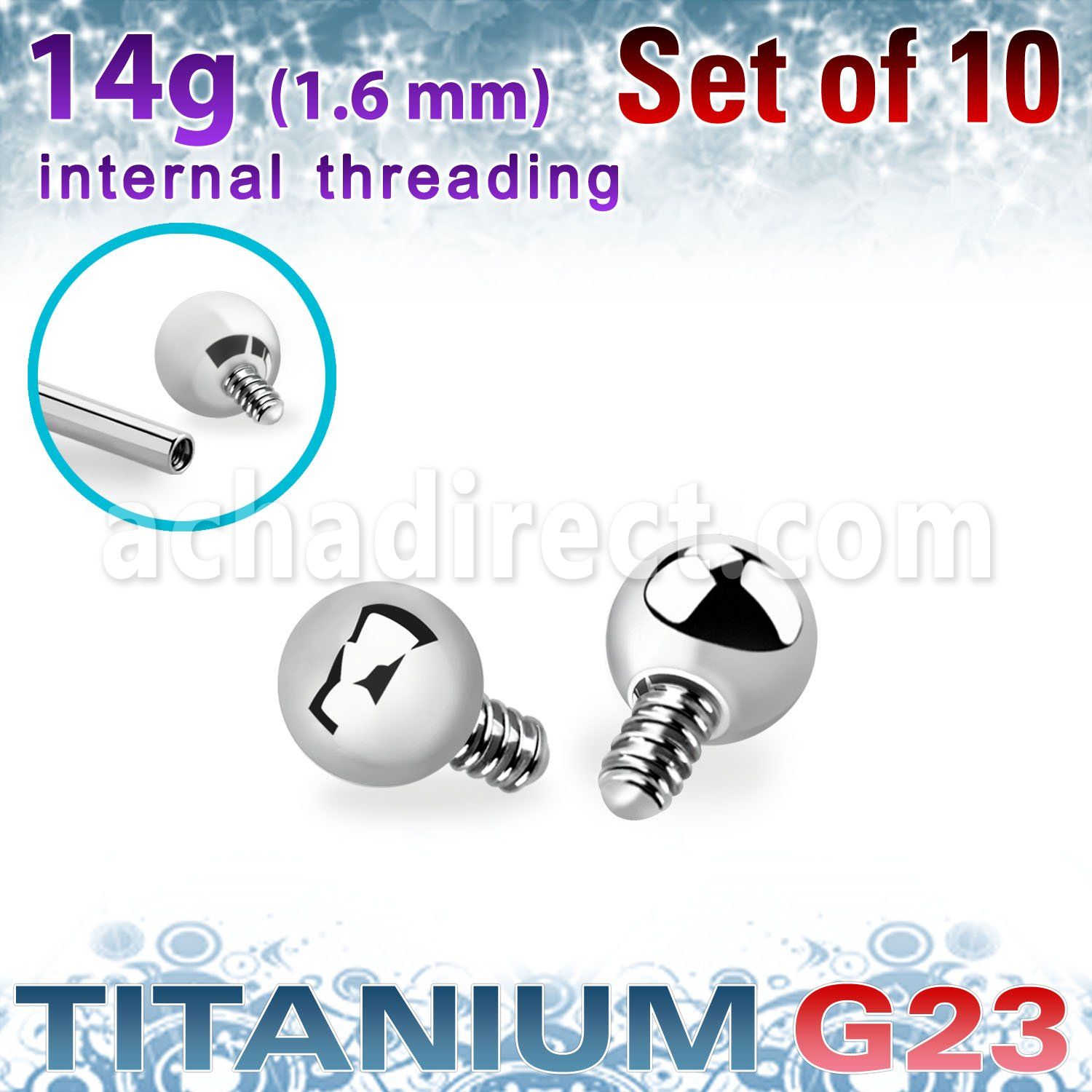 xubal3gi titanium g23 3mm balls internally threaded posts