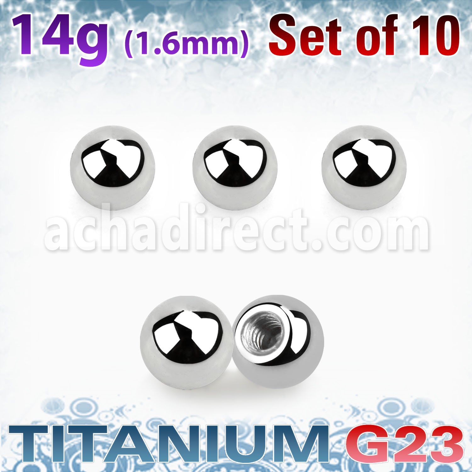 xubal4 pack 10 bolas titanio g23 brillo espejo 4mm rosca mayorista