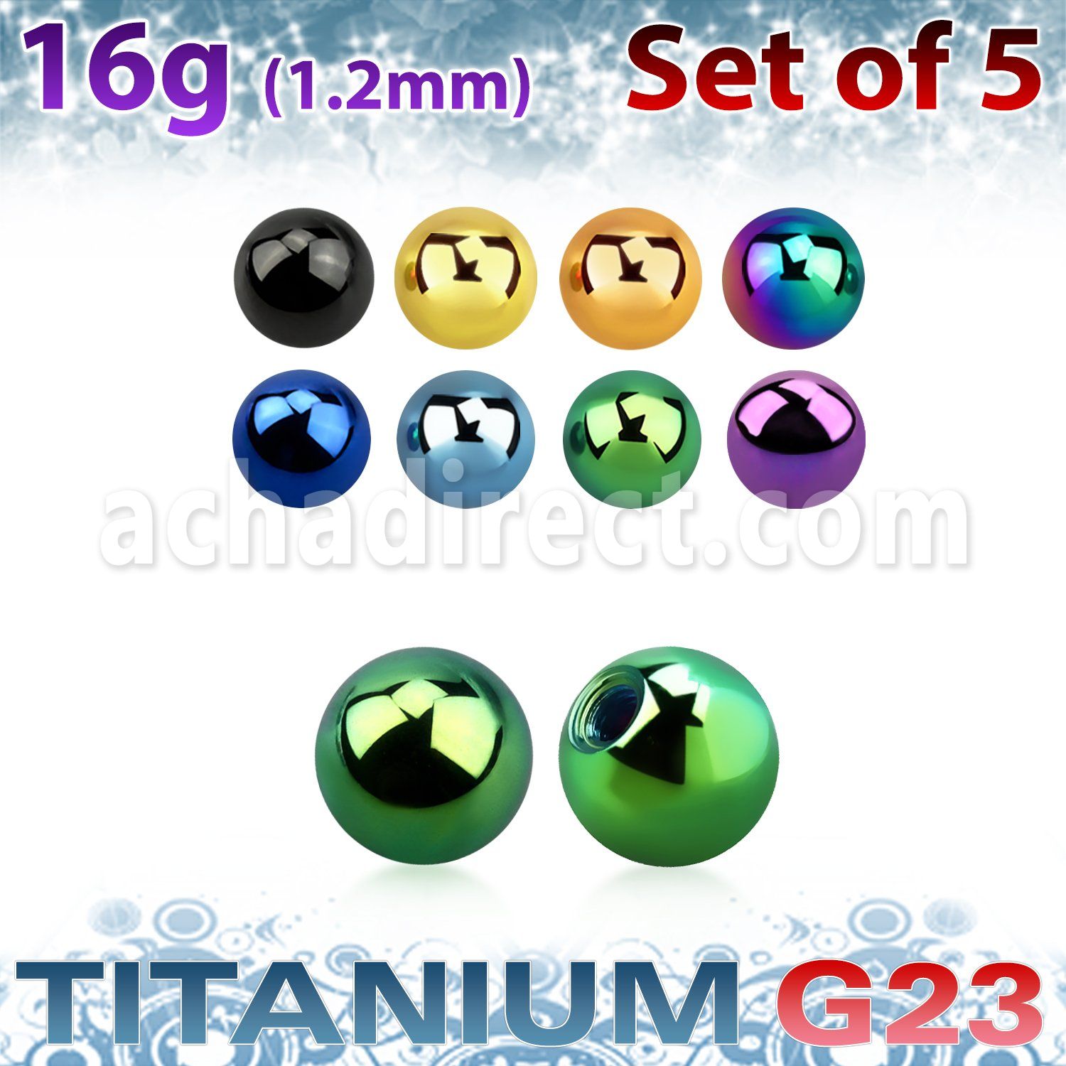 xubt4s pack 5 bolas titanio g23 anodizado 4mm rosca al por mayor