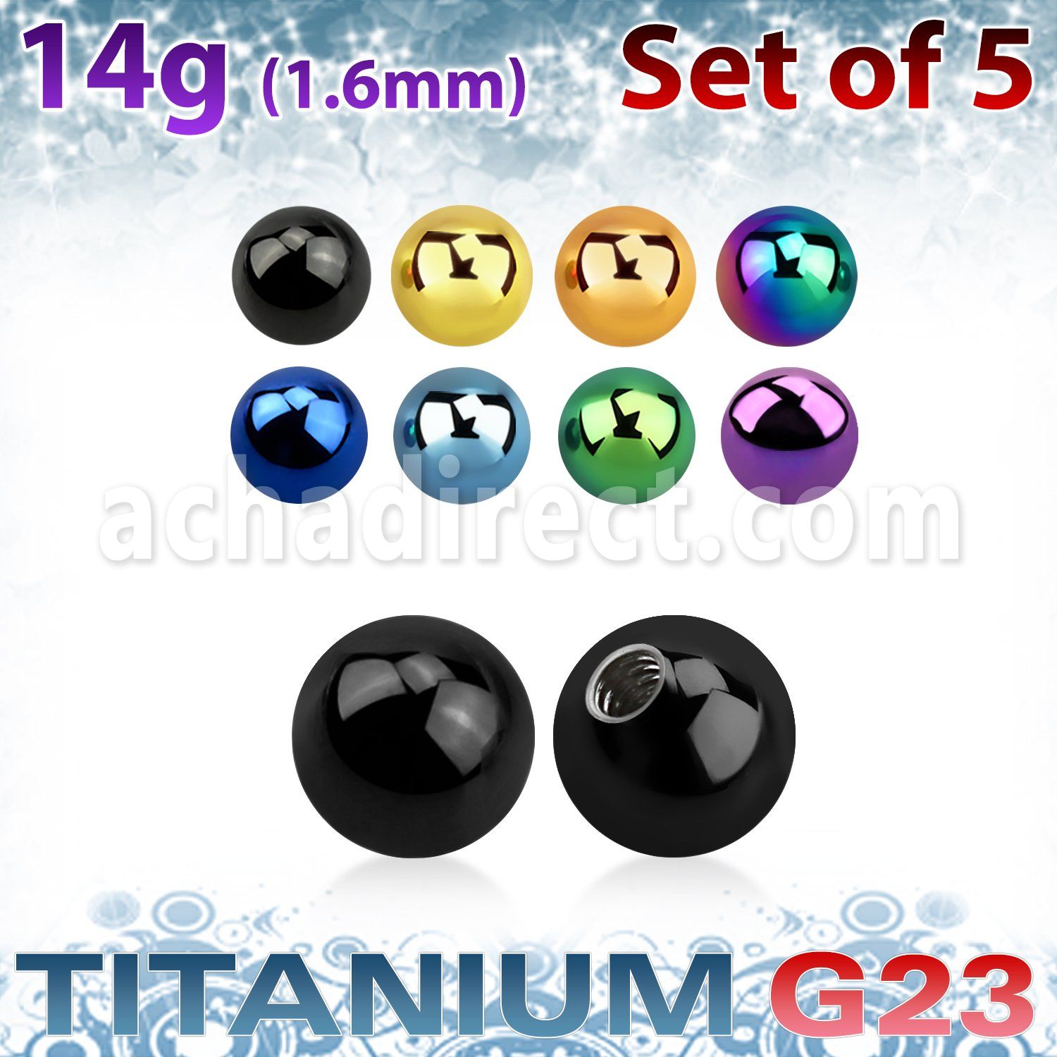 xubt5g pack 5 bolas titanio g23 anodizado 5mm rosca distribuidor mayorista