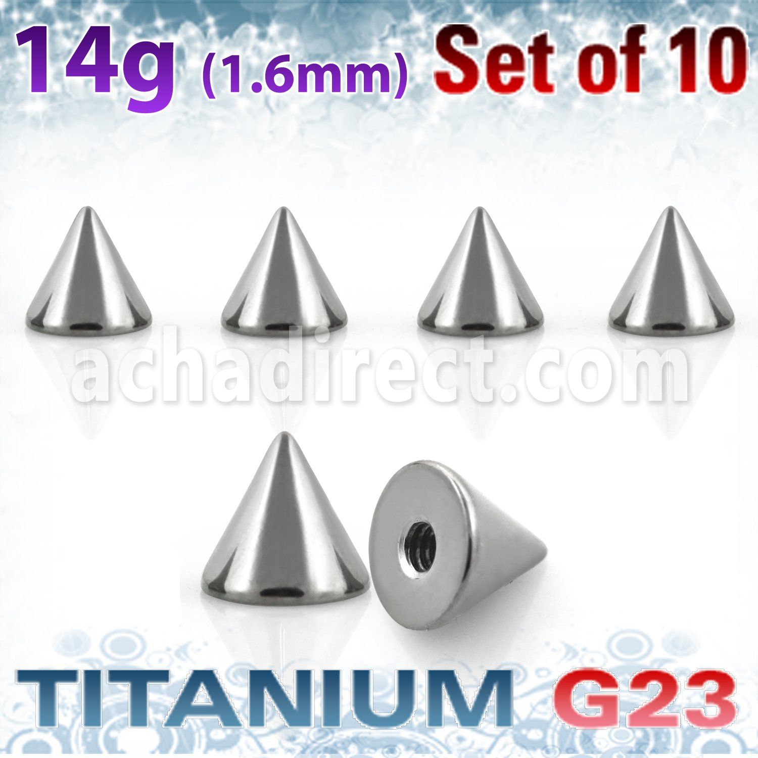 xucon5 pack 10 conos titanio g23 brillo espejo 5mm rosca venta