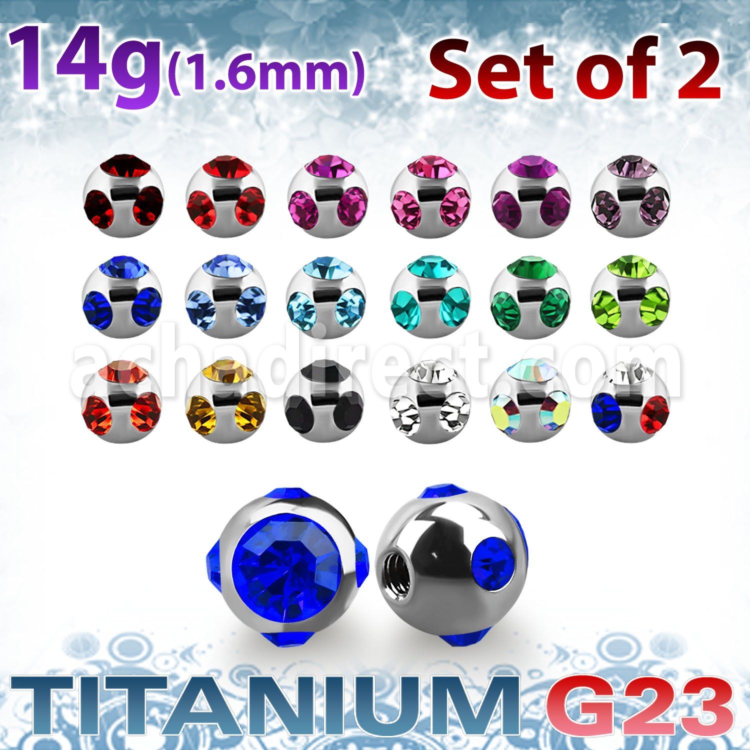 xumjb5 pack 2 bolas multi joya titanio g23 brillo espejo 5mm rosca venta
