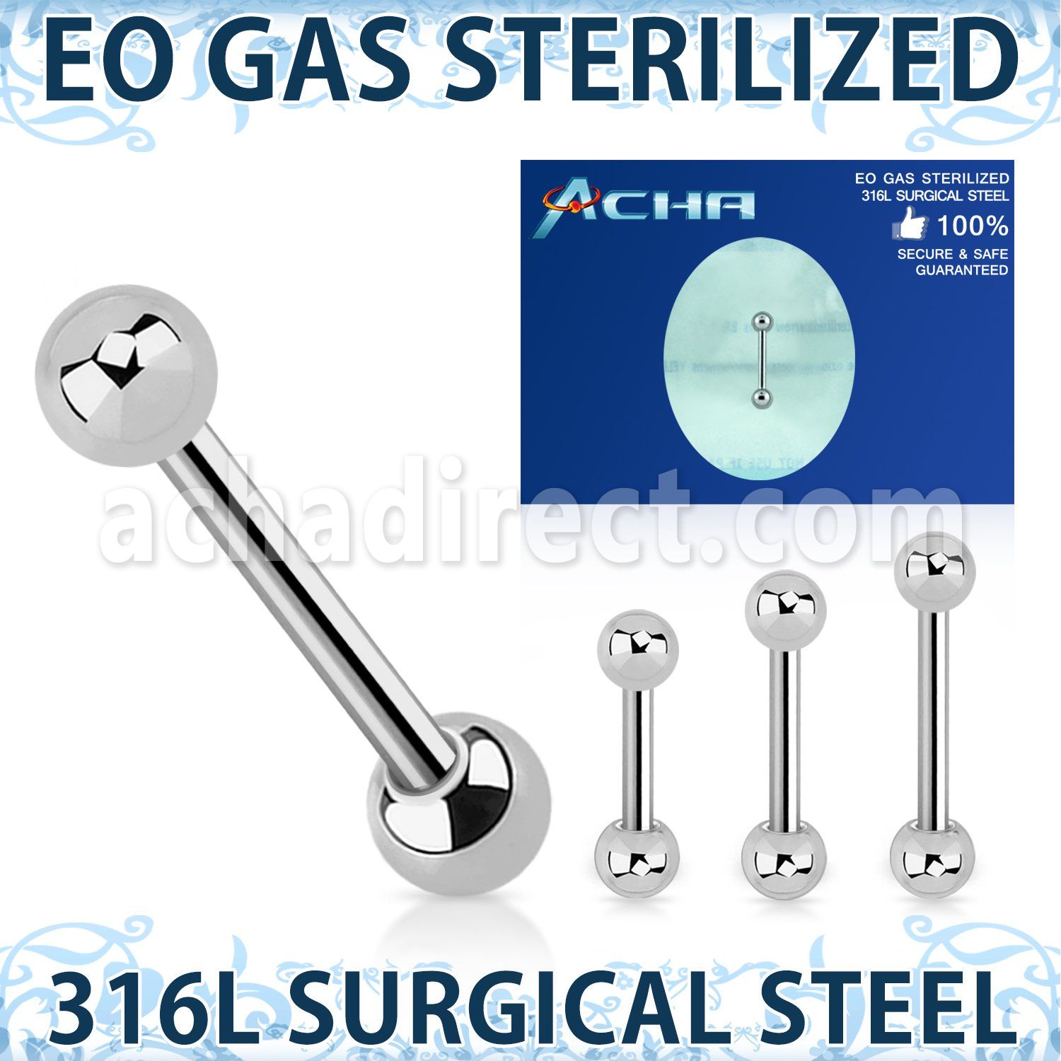 zbbeb piercing esterilizado barbell ceja helix acero 316l bolas 3mm al por mayor