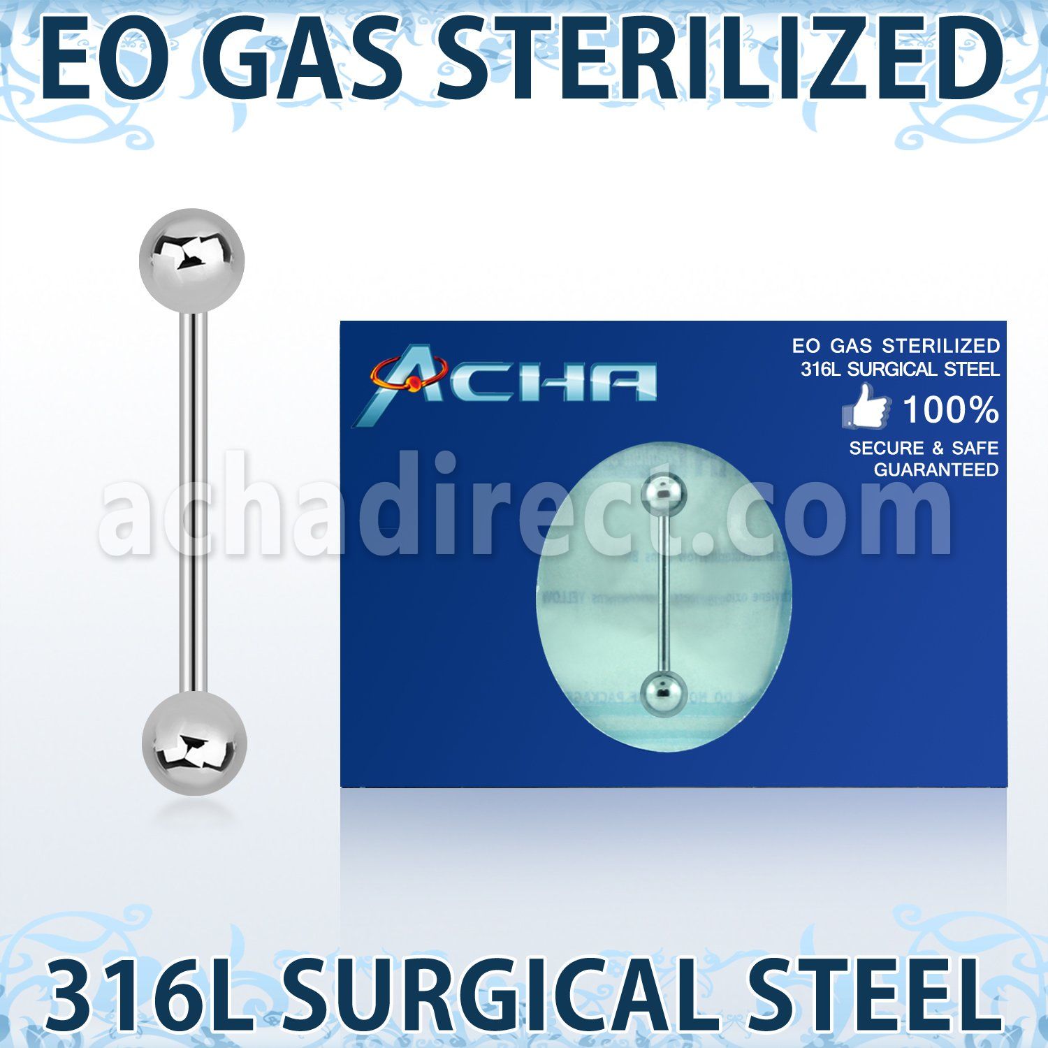 zbbg piercing esterilizado barbell lengua acero 316l bolas 6mm venta