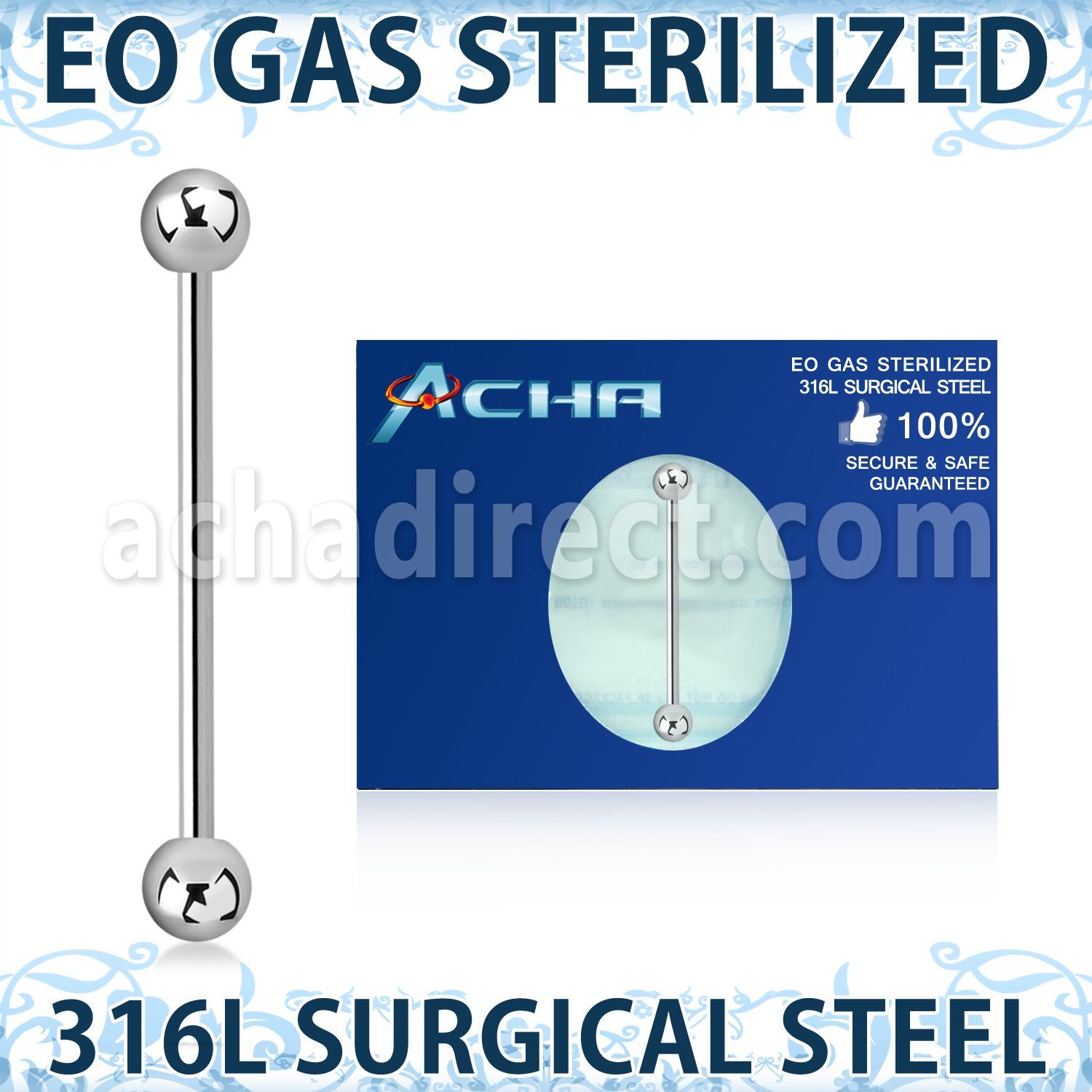 zbbind sterilized 316l steel industrial barbell